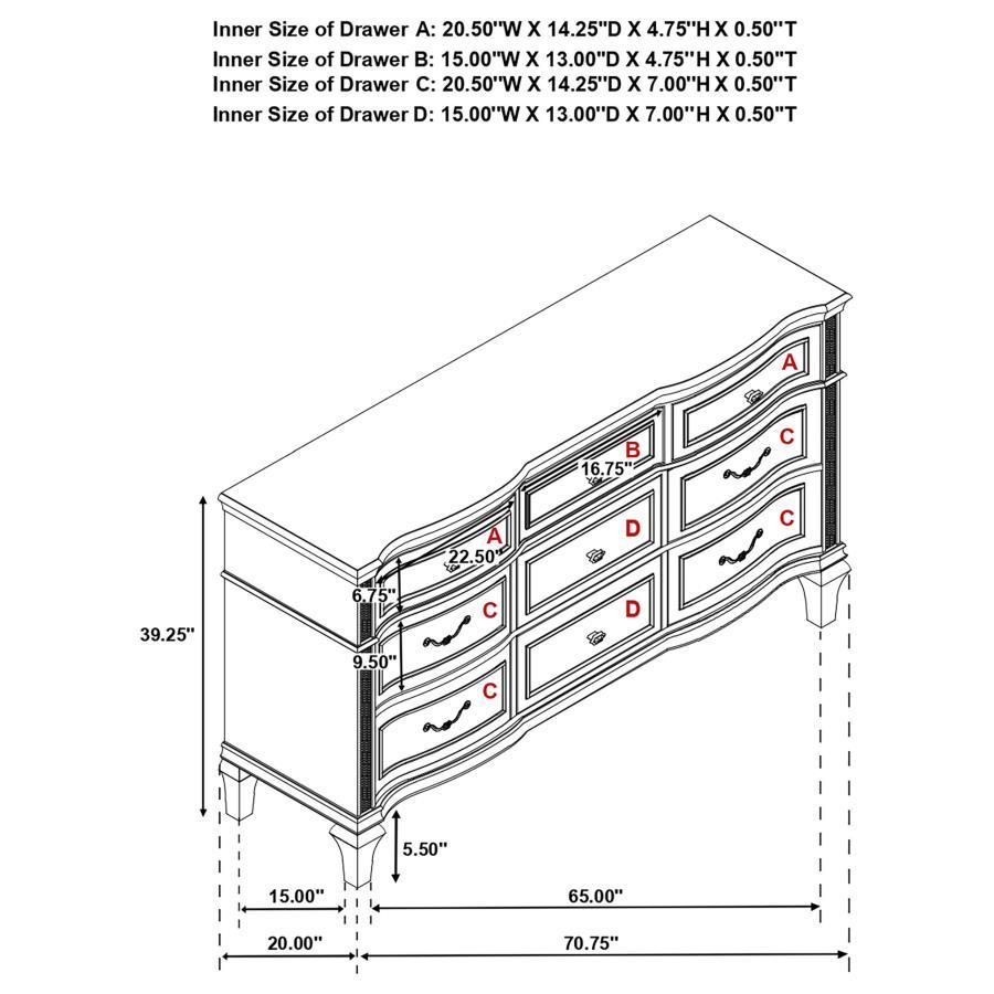Evangeline - 9-Drawer Dresser