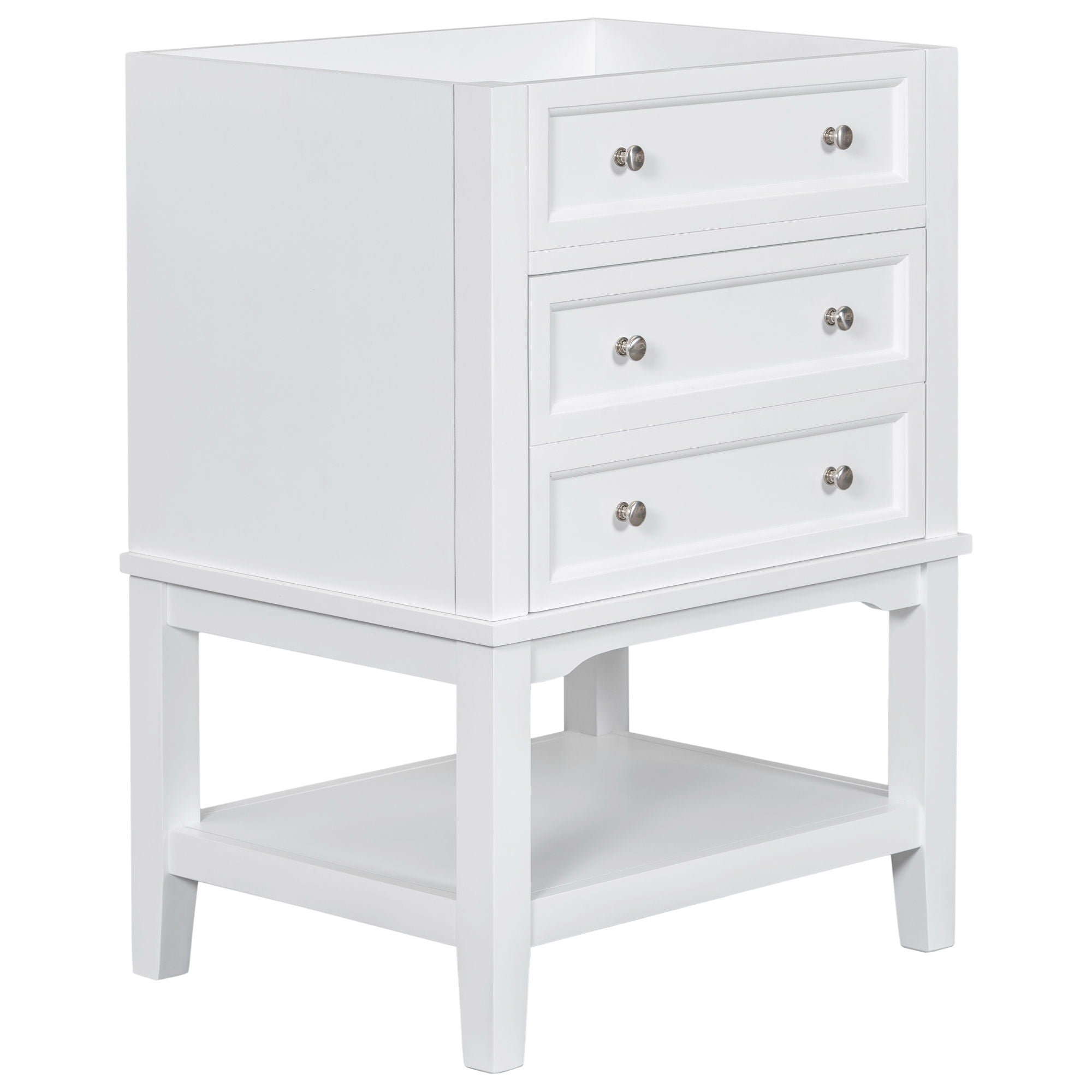 24" Bathroom Vanity Without Sink, Base Only, Storage Cabinet With Drawer And Open Shelf - White