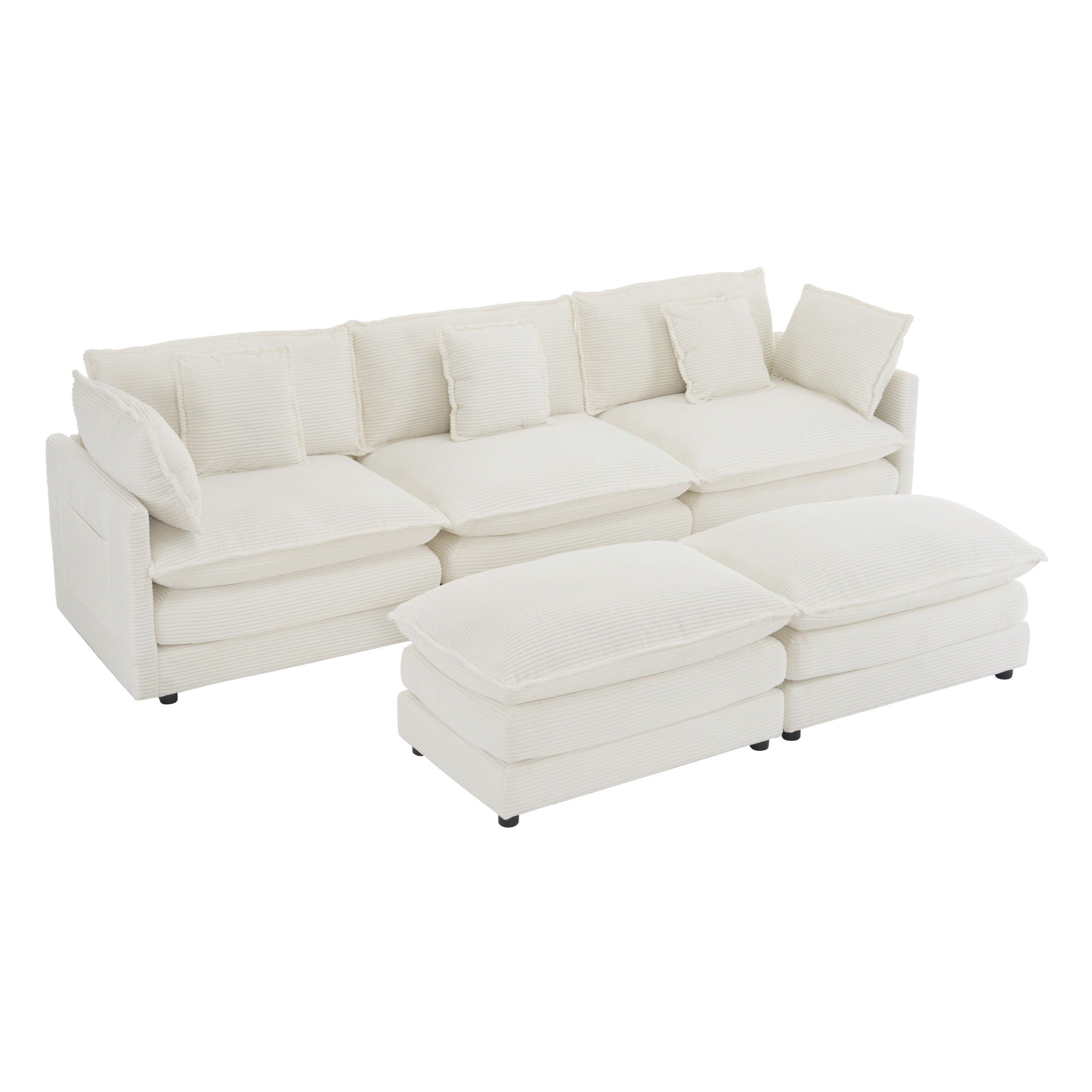 Modern Modular Sectional Sofa With Side Storage Pockets For Living Room