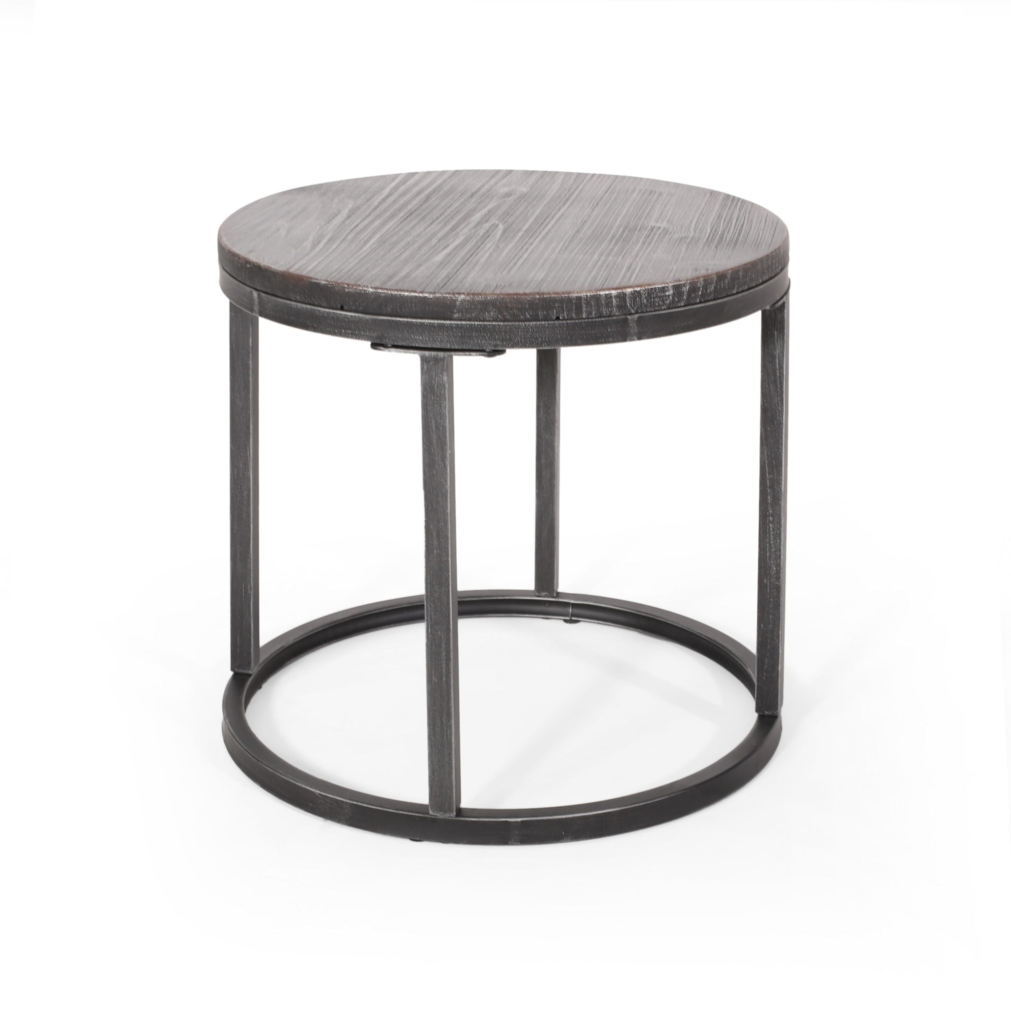 Icebergs - 3 Piece Coffee Table Set With Wood Top And Iron Base - Black / Gray