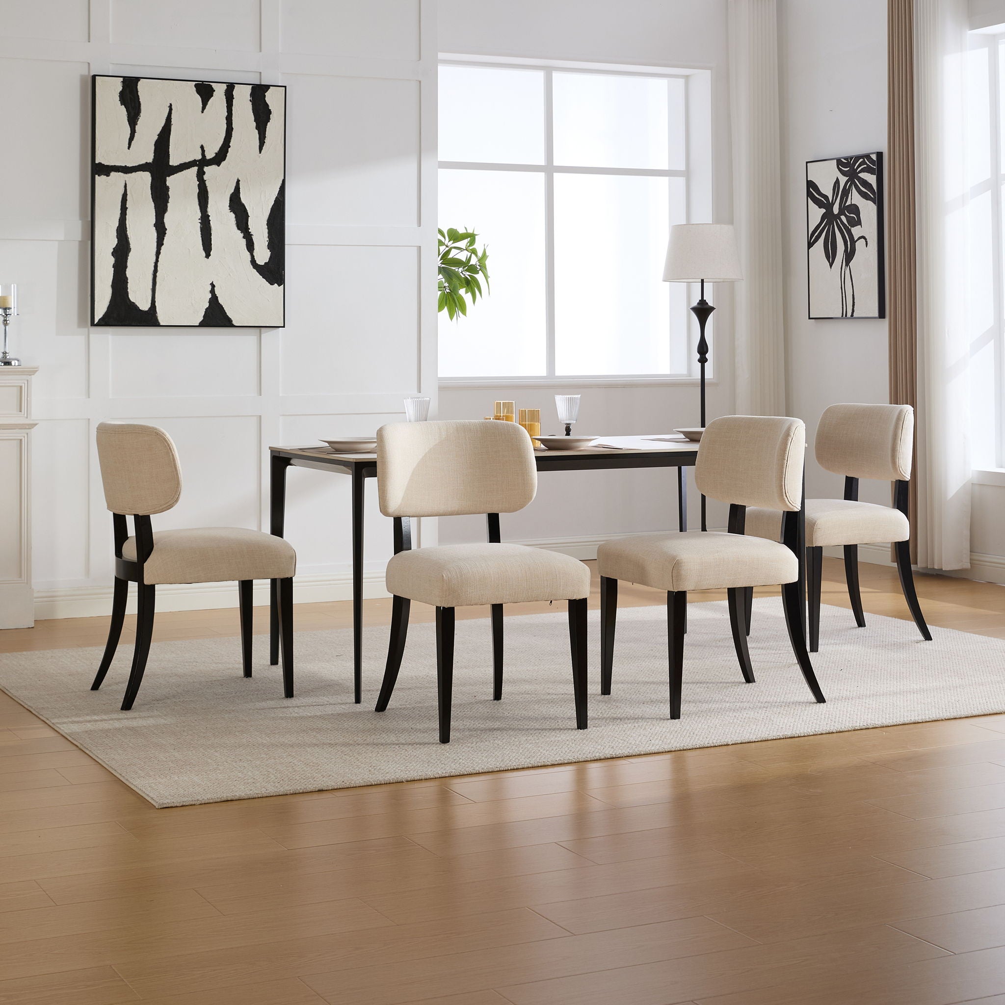 Kitchen Dining Chairs (Set of 2) - Cream