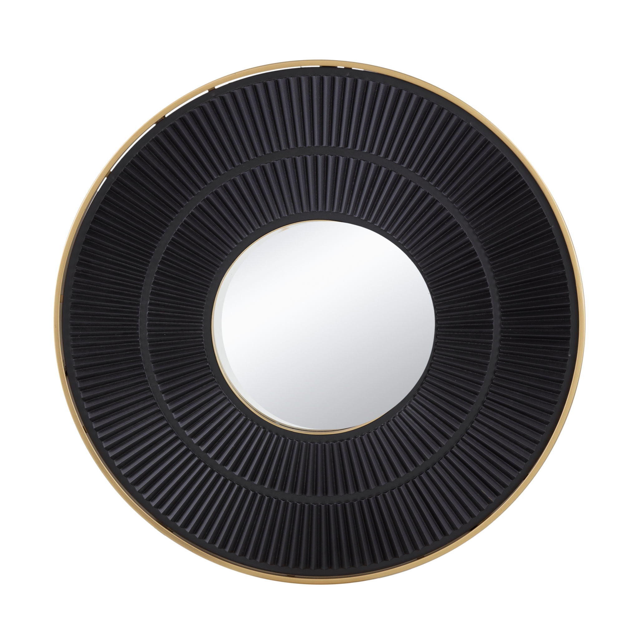 Round Carter Wooden Mirror WithIron Frame Neutral Colorway Wall Decor For Live Space