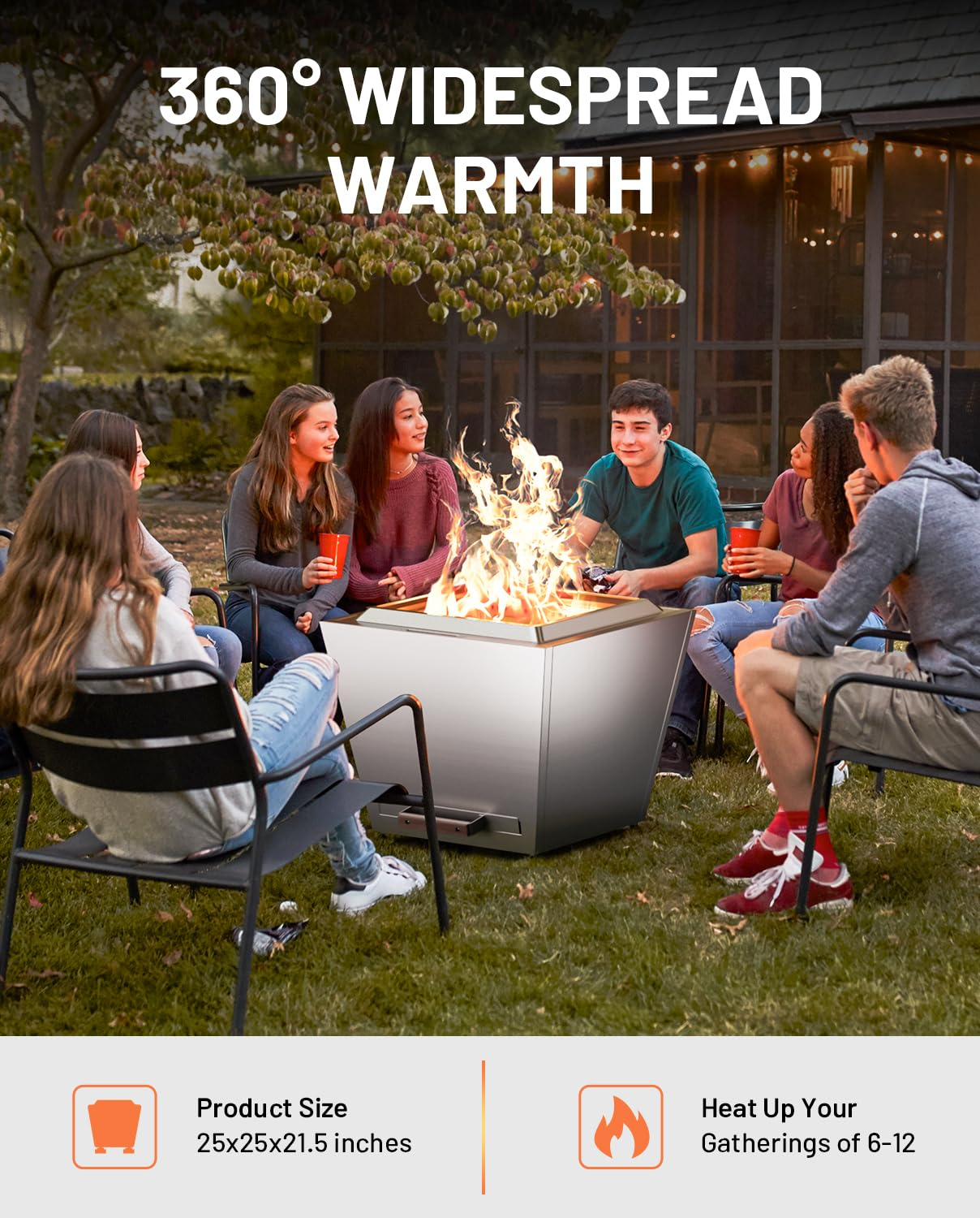 Smokeless Fire Pit with Fireproof Mat 20' Barrel Style Portable Wood Burning Firepit Black