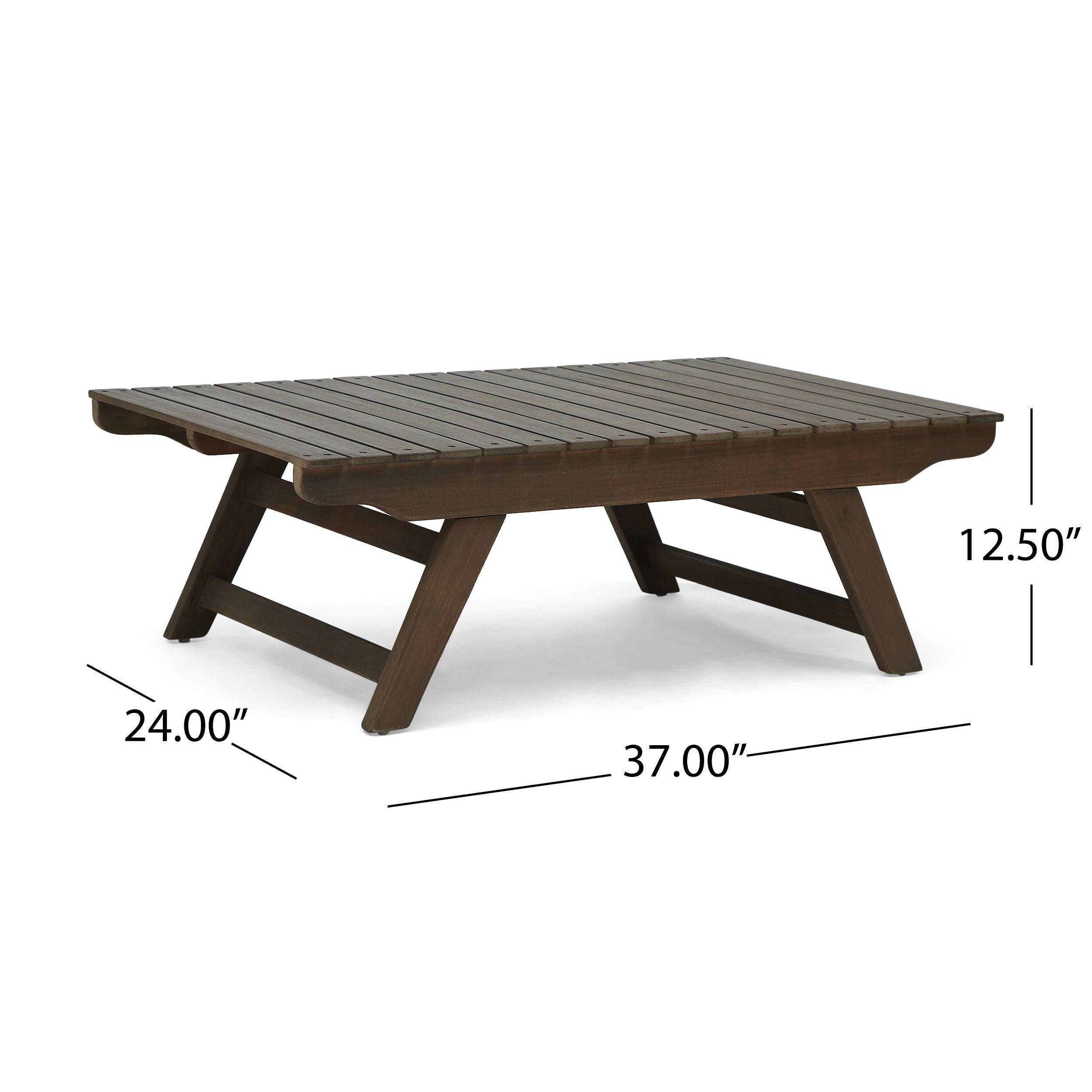 Outdoor Acacia Wood Coffee Table with Open Slat Design, Grey