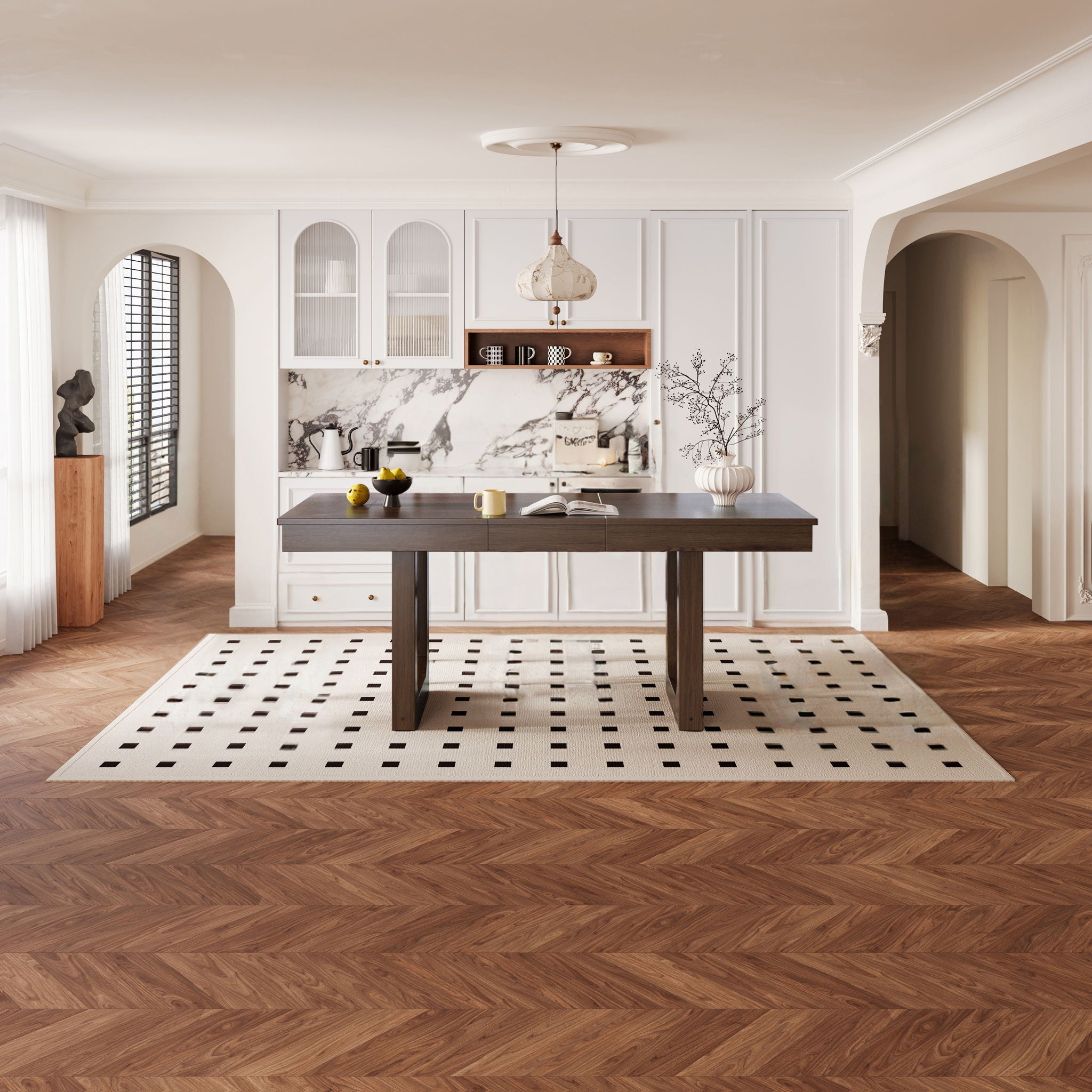 Farmhouse Wooden Kitchen Table With Removable Leaf