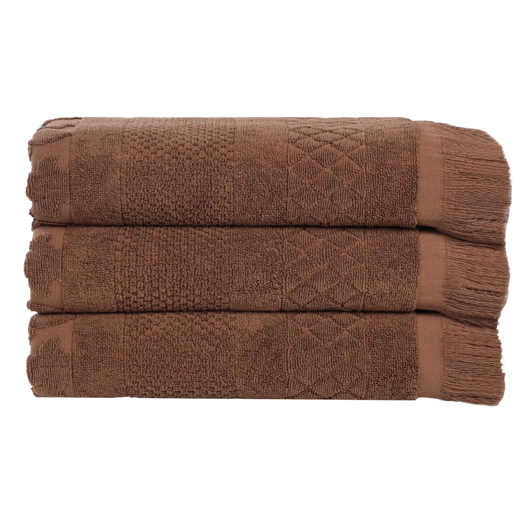 Cotton Geometric Jacquard Absorbent Bath Towel Set of 3 - Bath Towel by Superior Brand