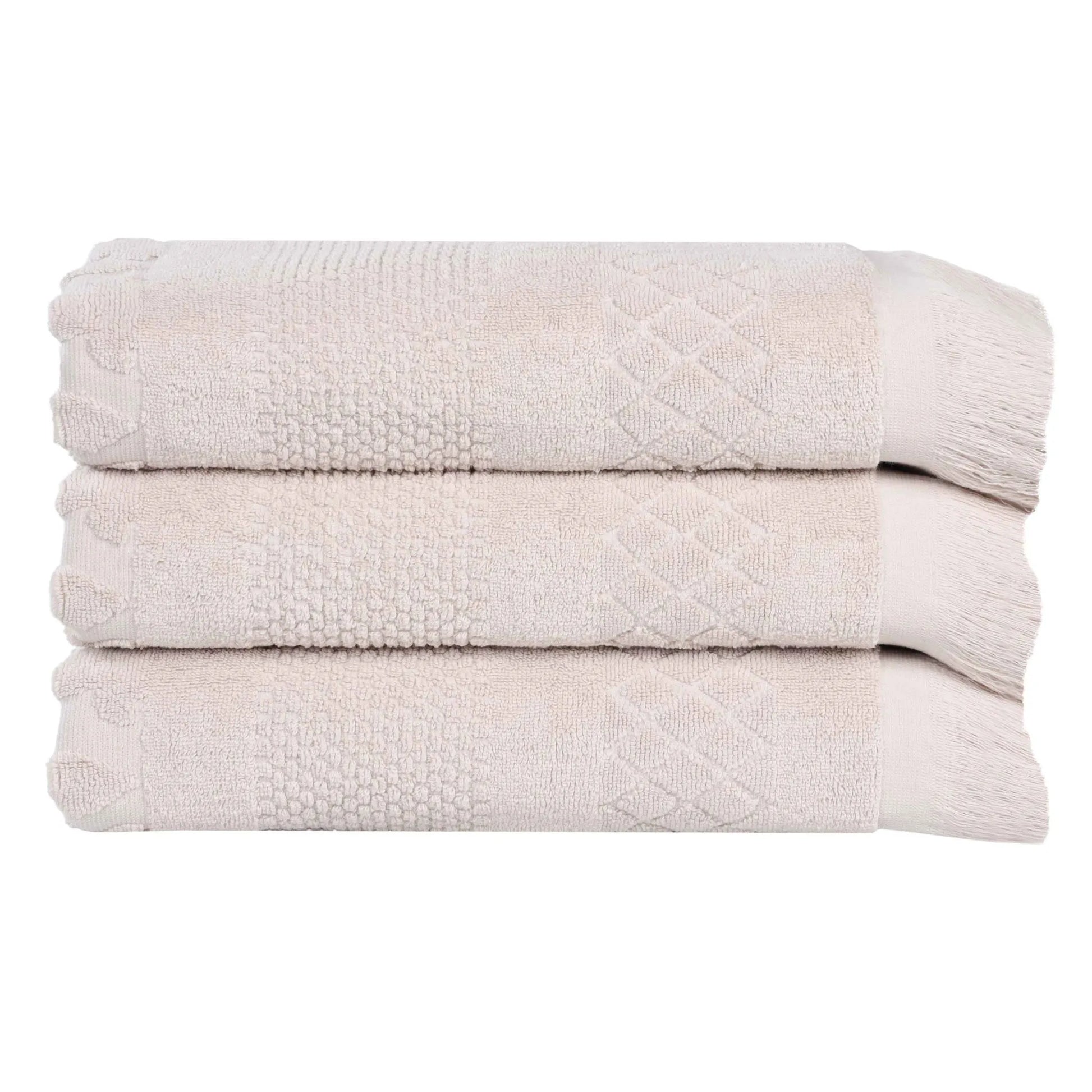 Cotton Geometric Jacquard Absorbent Bath Towel Set of 3 - Bath Towel by Superior Brand