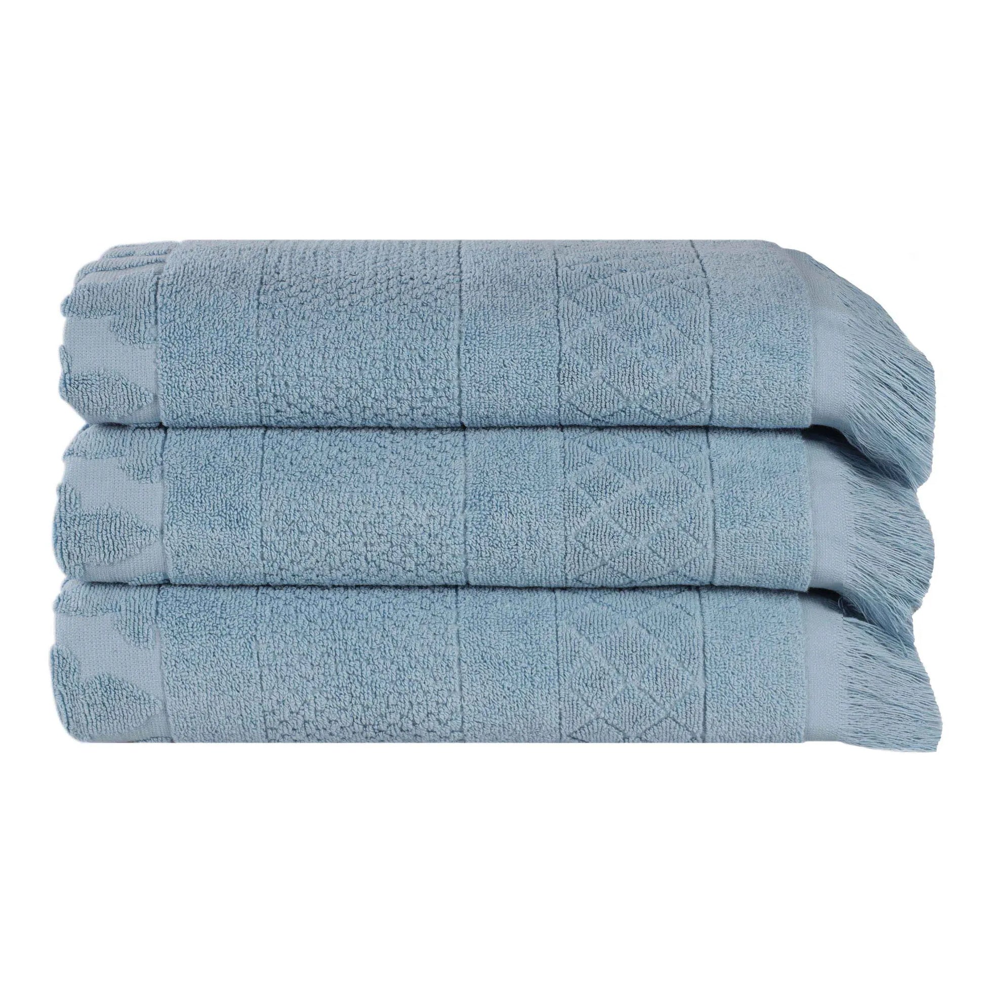 Cotton Geometric Jacquard Absorbent Bath Towel Set of 3 - Bath Towel by Superior Brand