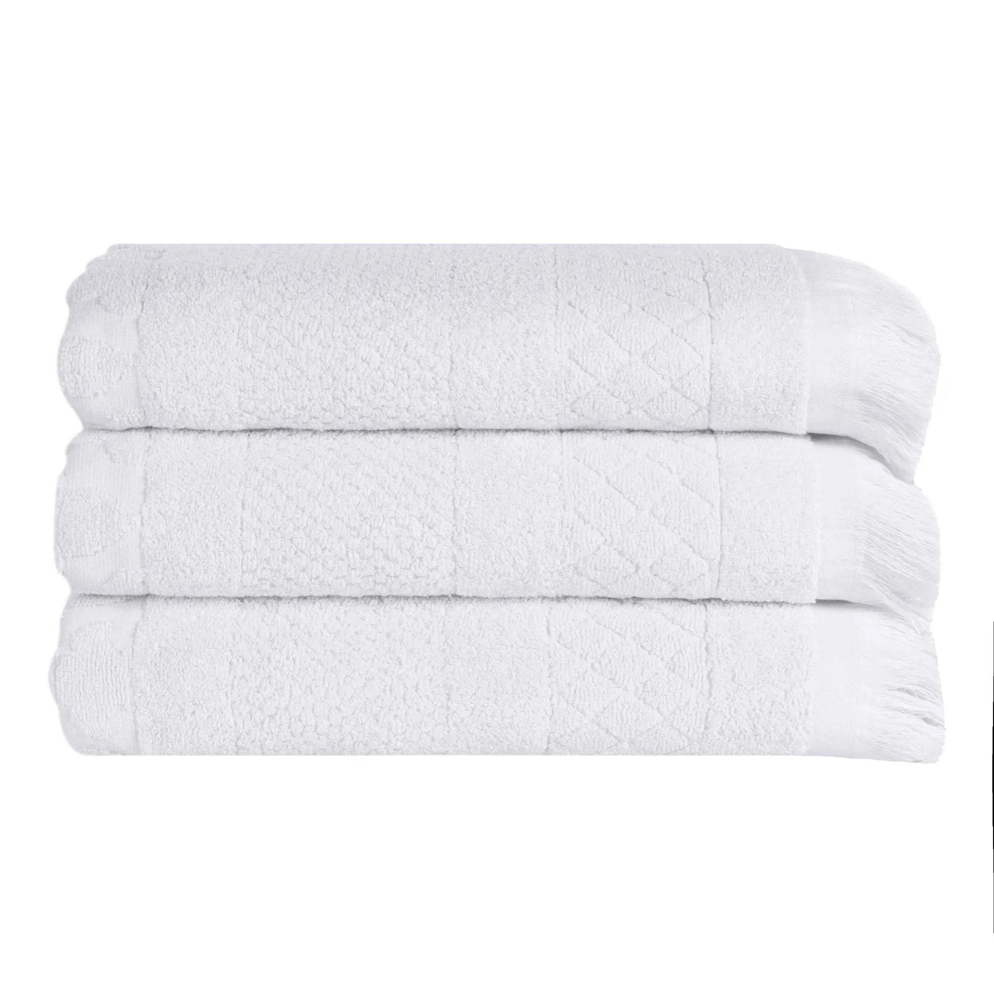 Cotton Geometric Jacquard Absorbent Bath Towel Set of 3 - Bath Towel by Superior Brand