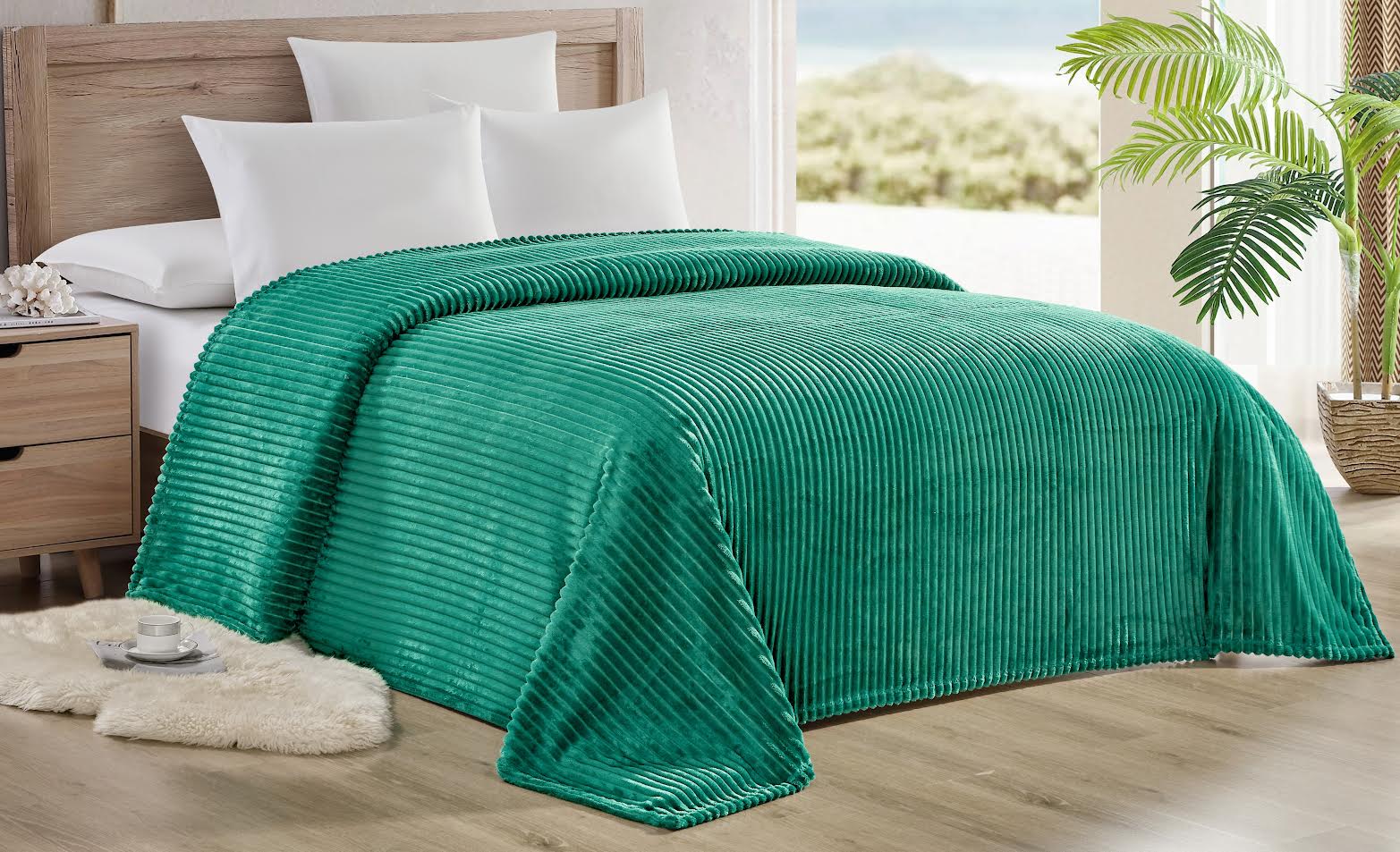 Striata Ribbed Corduroy Blanket – Ultra-Soft Plush Bed Blanket – Queen 90" x 90", King 108" x 90" – Multiple Colors - Best Buy Furniture