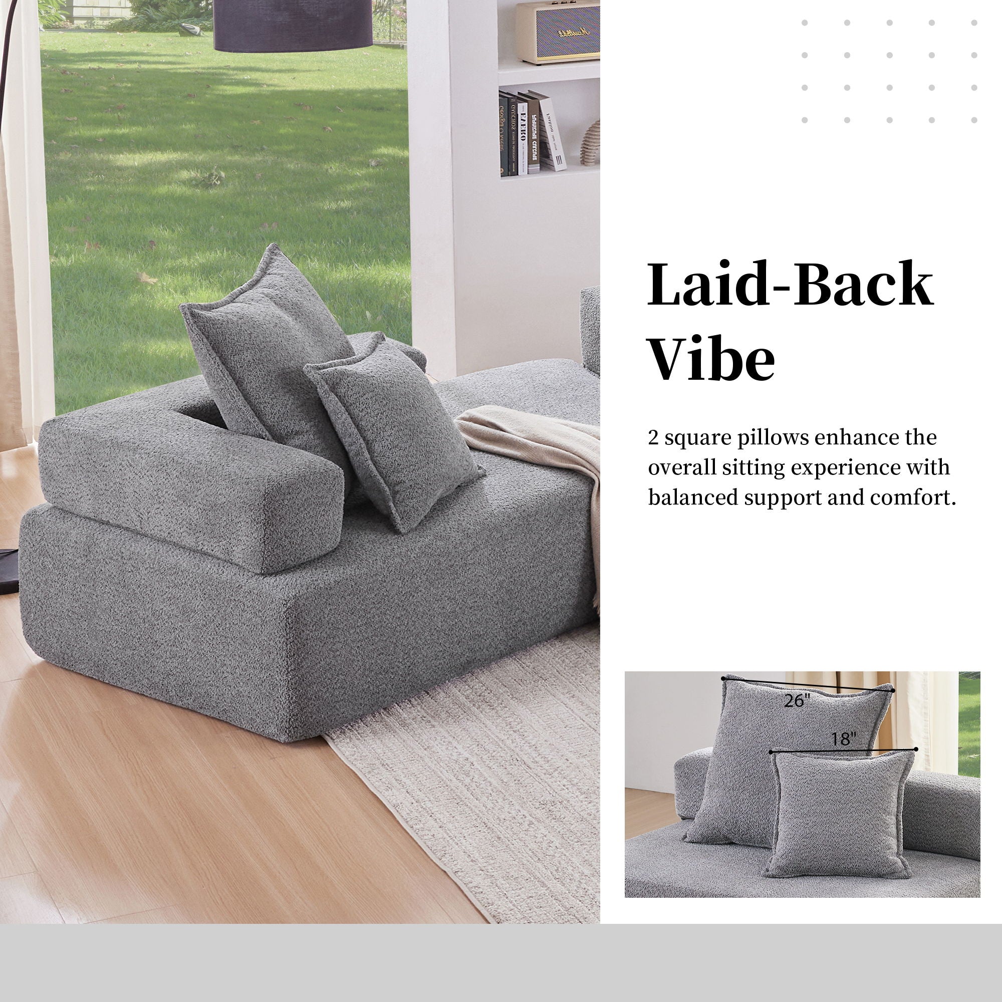 Frame For Oversized Modular U Shaped Sectional, Floor Couch Convertible Compressed Couch Spacious Foam Filled Sofa
