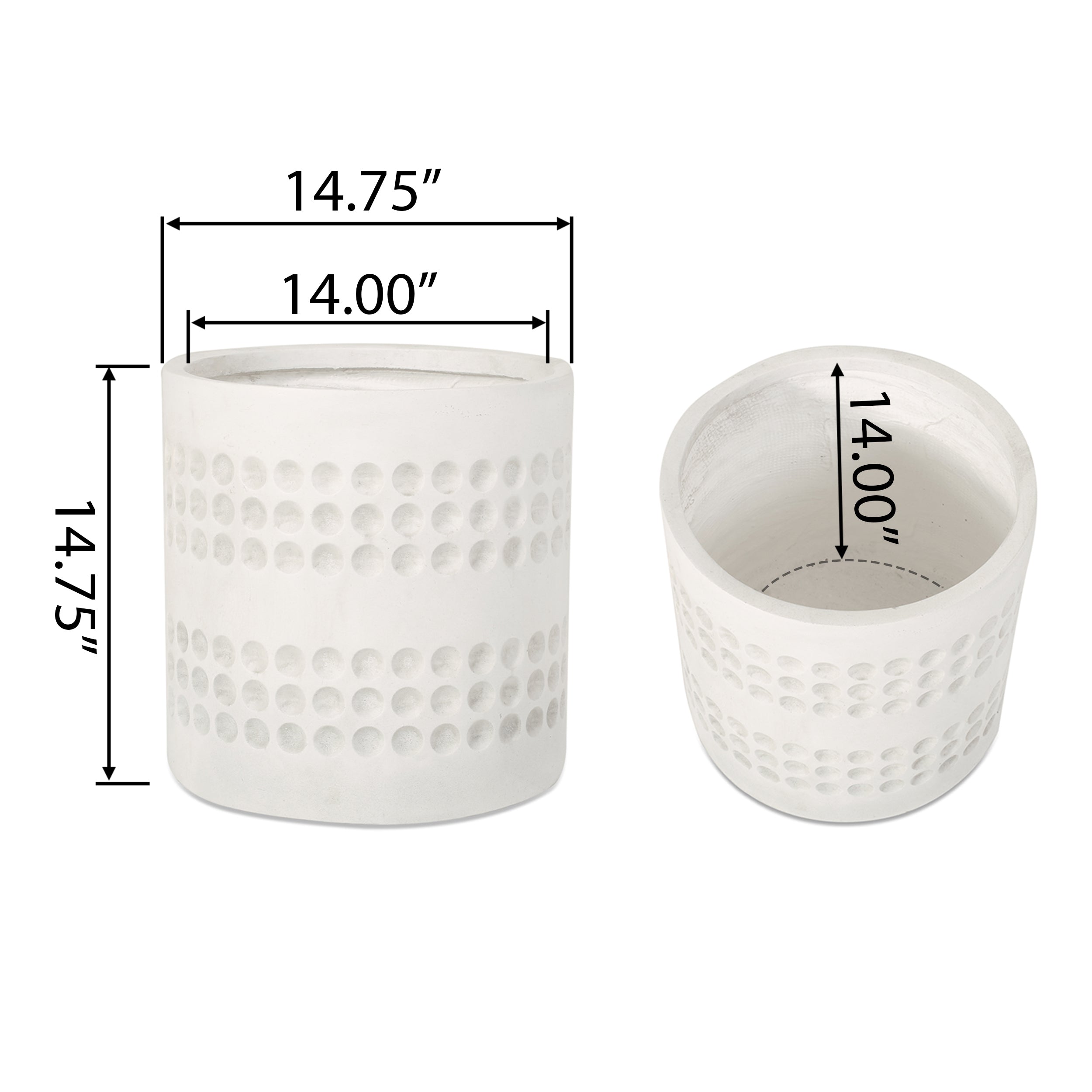 Antique white round planter