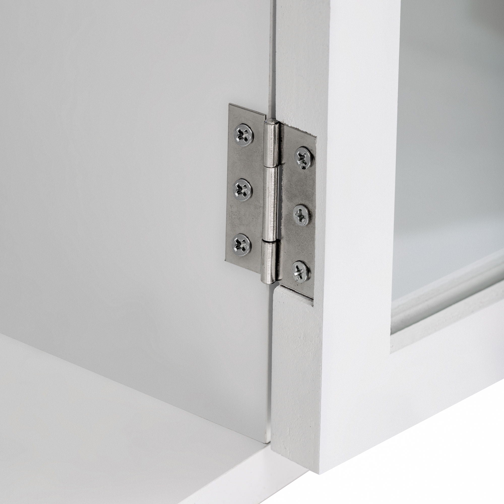 Retro TV Stand For TVs Up To 43", Entertainment Center Media Console Cabinet With 3 Spacious Cabinets, Glass Cabinet Doors And Anti-Tip Device For Living Room - White