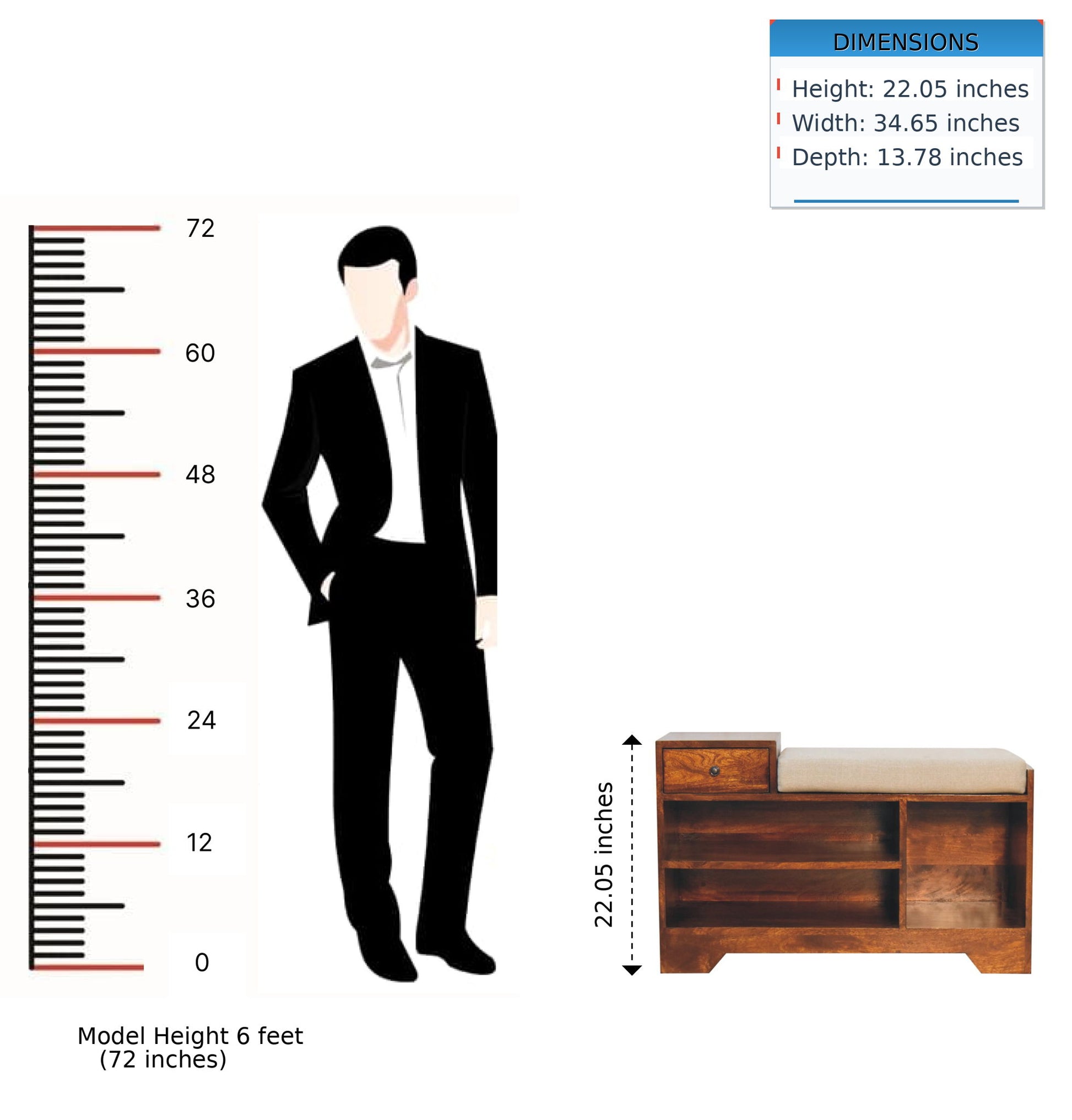 Retreat - Shoe Bench, 1 Drawer - Chestnut - Best Buy Furniture