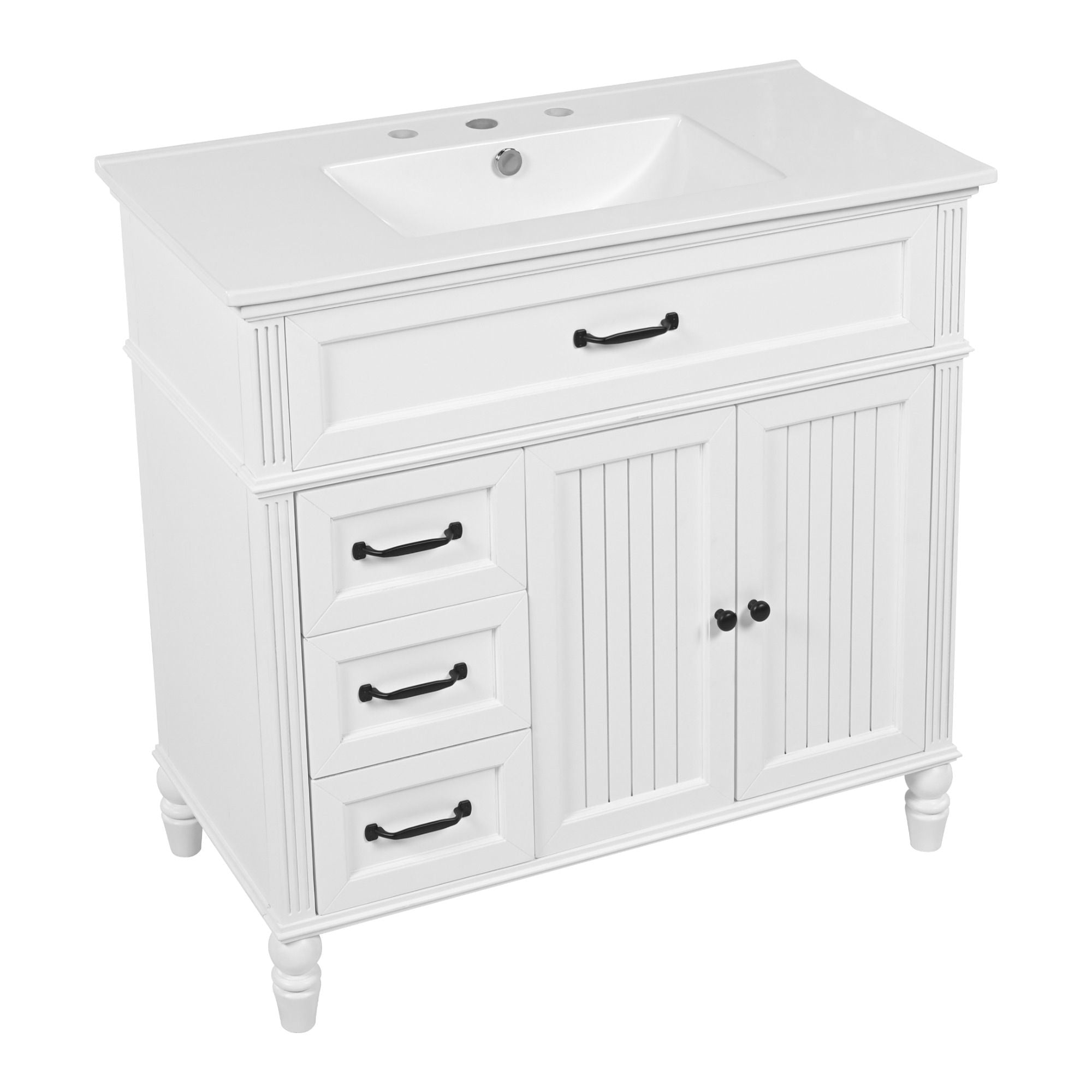 Bathroom Vanity With Sink, Freestanding Cabinet & Drawers