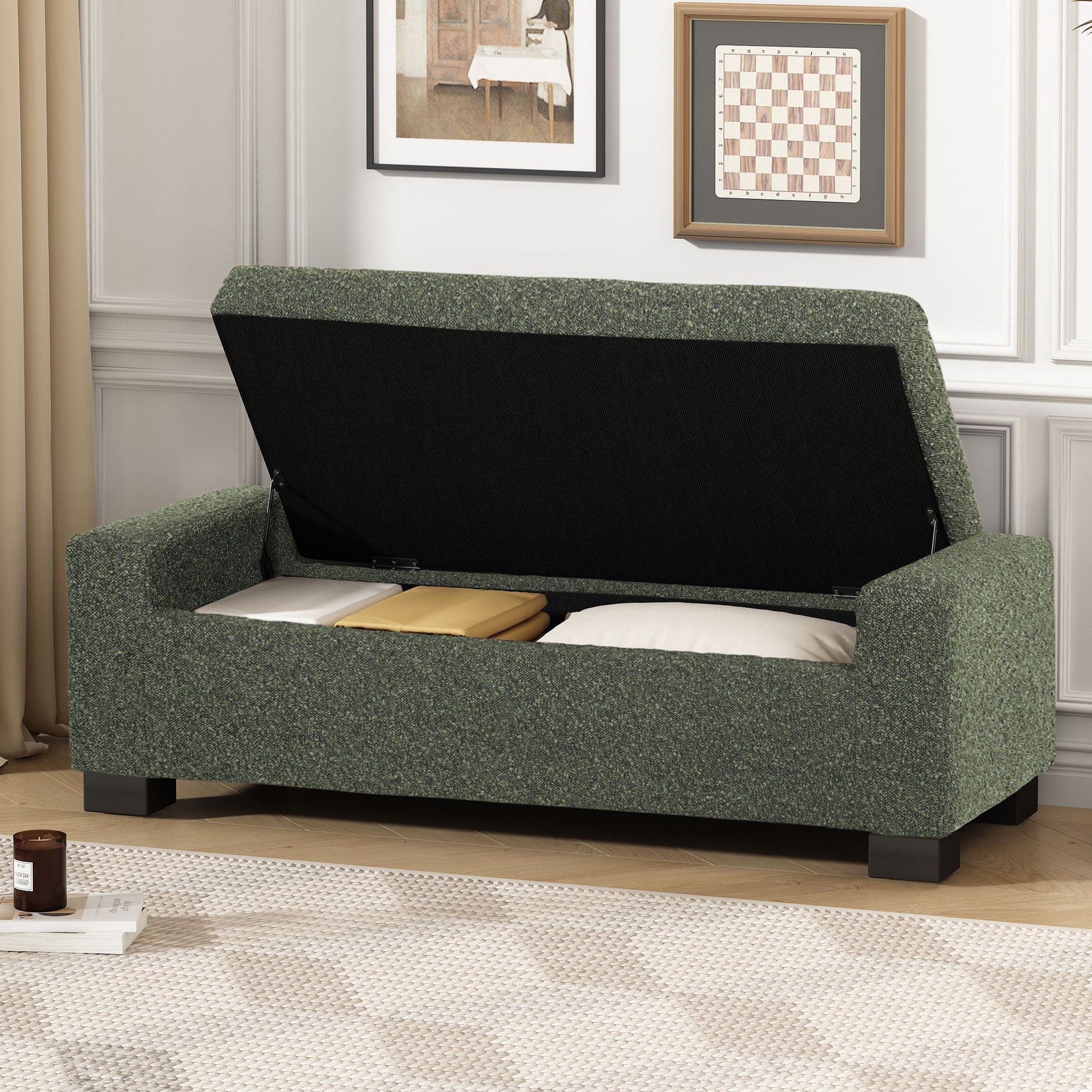 Textured Fabric Ottoman Bench With Hinged Lid - Best Buy Furniture