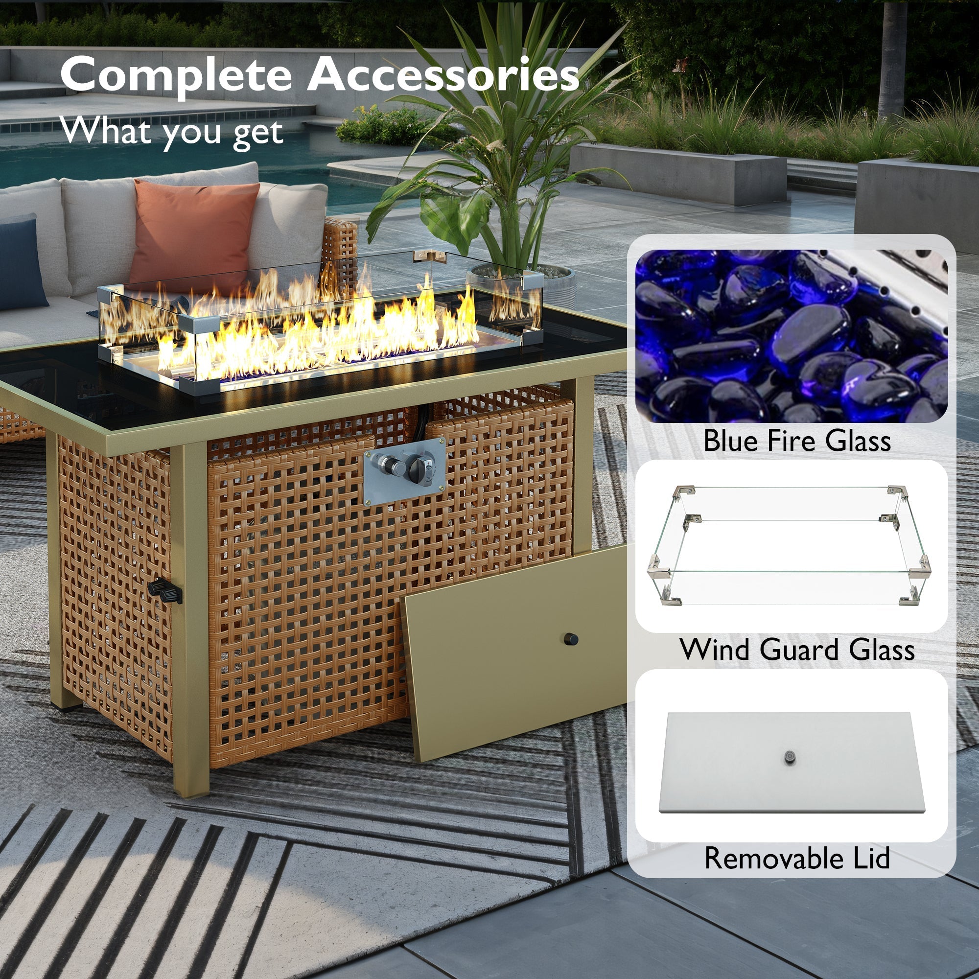 K&K 43' Propane Gas Fire Pit Table