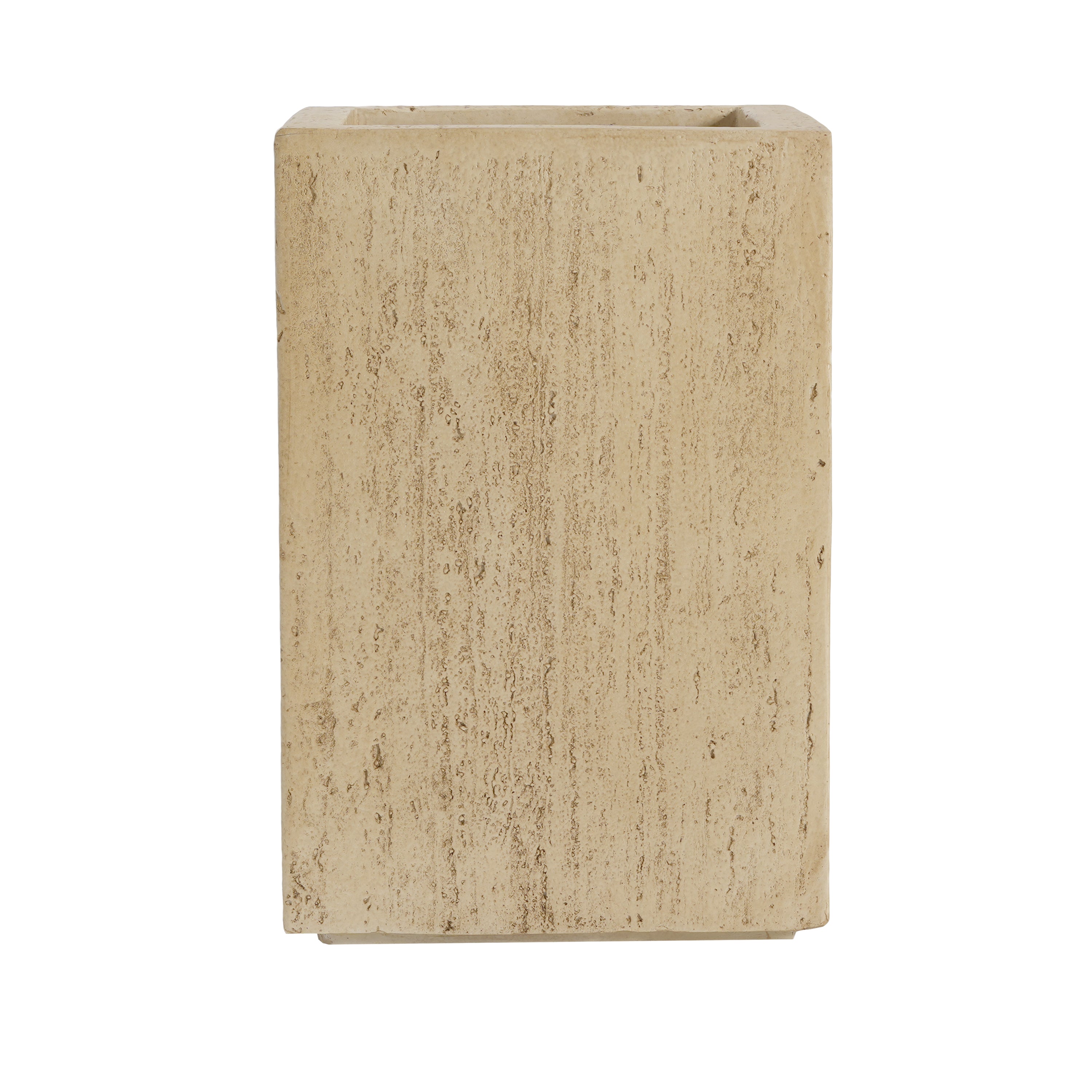 Handmade Travertine Planter Box, Antique Brown, 19.75"H