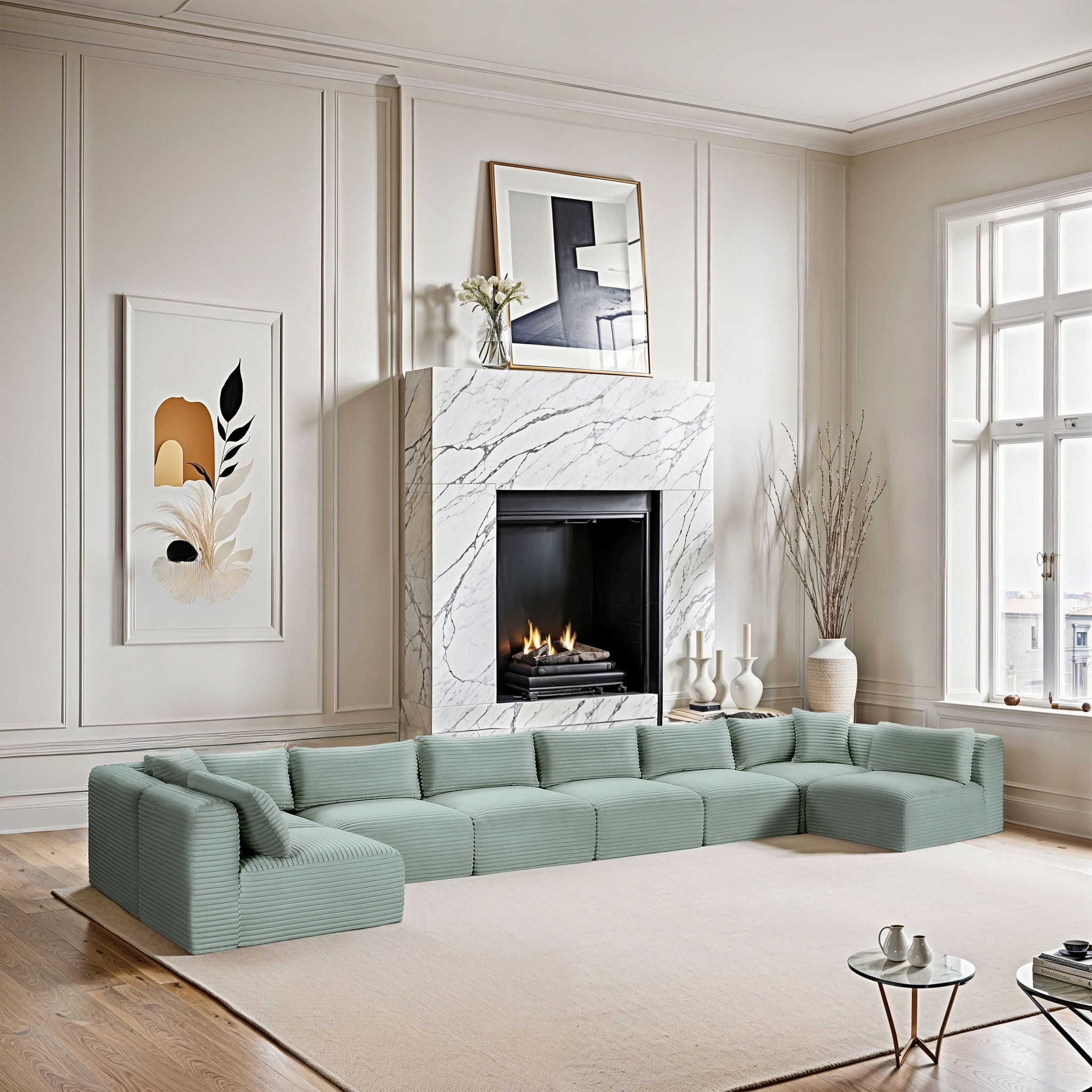 Shaggy - 8 Piece Modular U-Shaped Armless Sectional