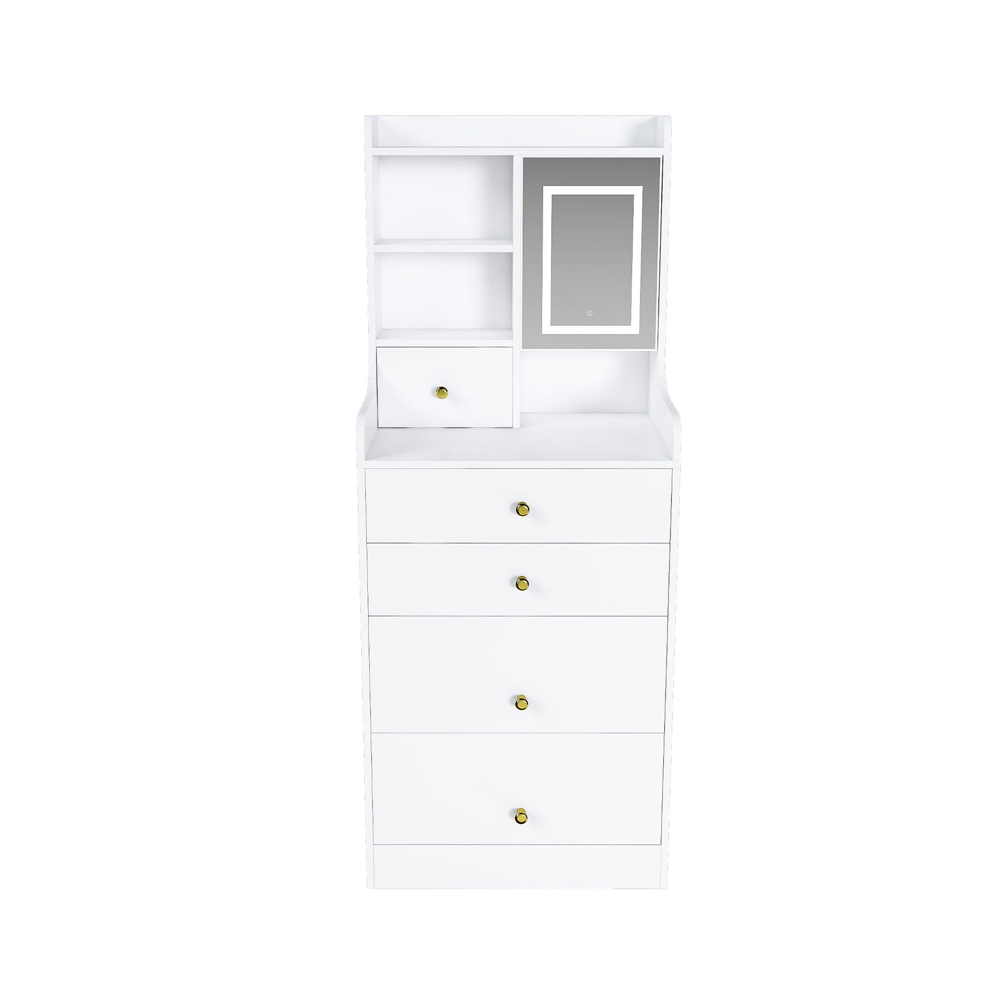 3 In 1 Dressing Table With LED Mirror & Storage Stool, Compact Makeup Vanity - White - Best Buy Furniture