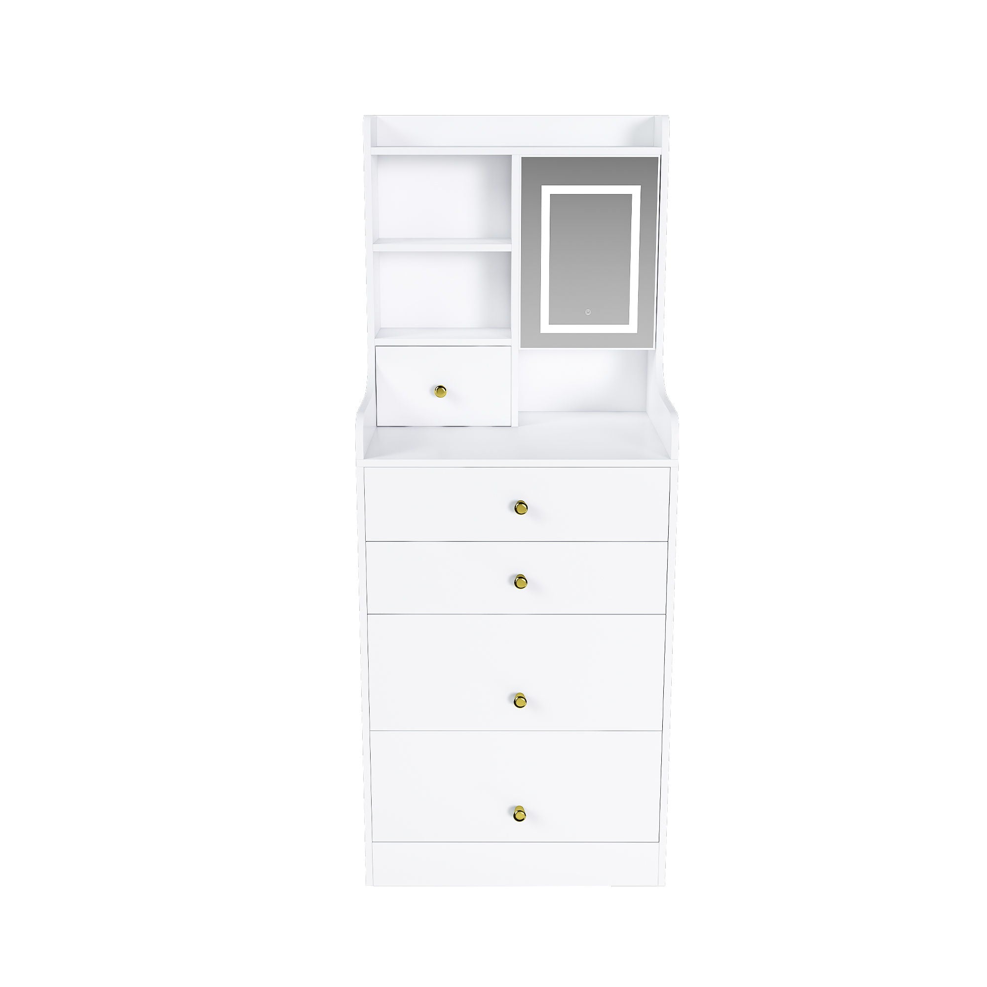 3 In 1 Dressing Table With LED Mirror & Storage Stool, Compact Makeup Vanity - White - Best Buy Furniture