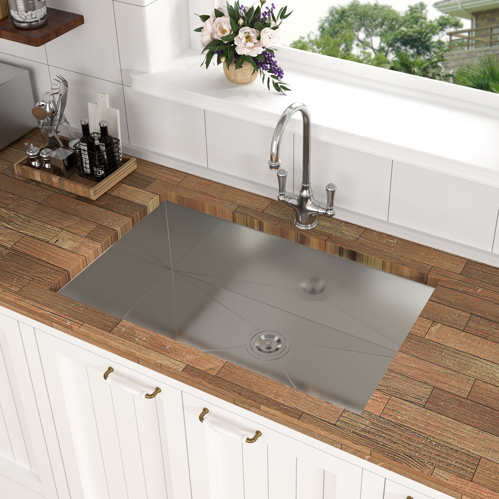 Modern Style Undermount Sink With Stainless Steel, Deep Single Bowl