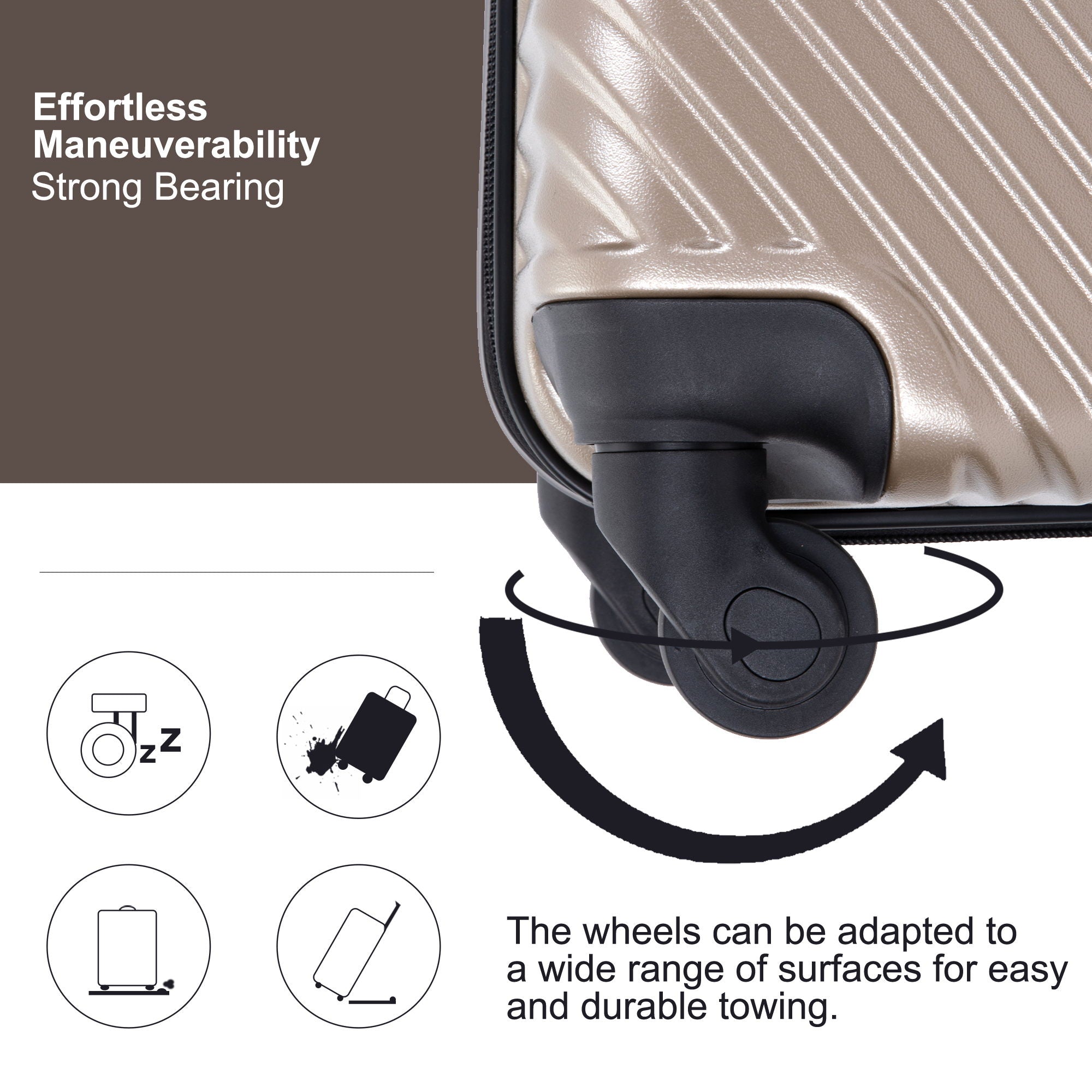 3 Piece Luggage Sets Lightweight Suitcase With Two Hooks, Spinner Wheels,