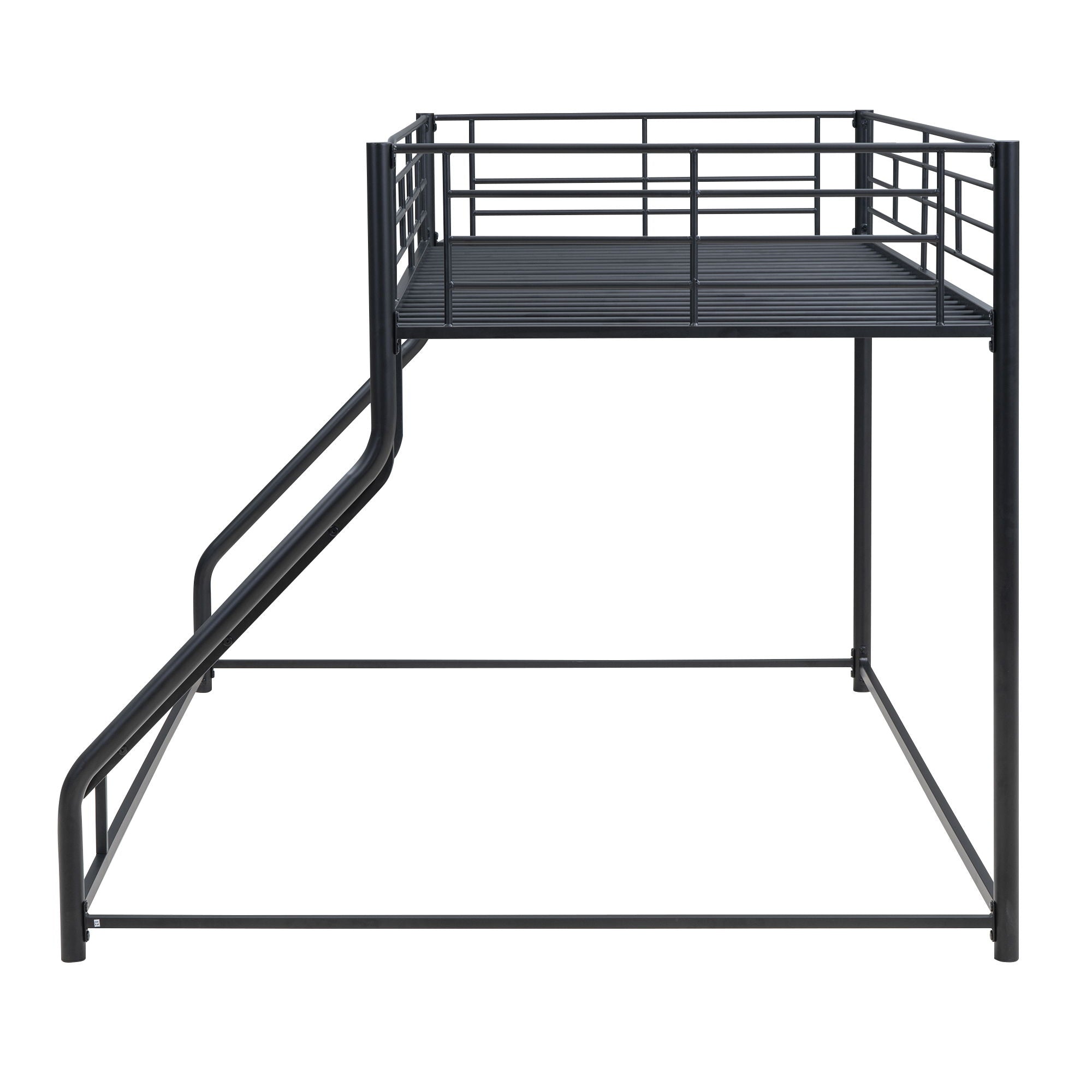 Metal Floor Bunk Bed With Sloped Ladder, Space Saving Design