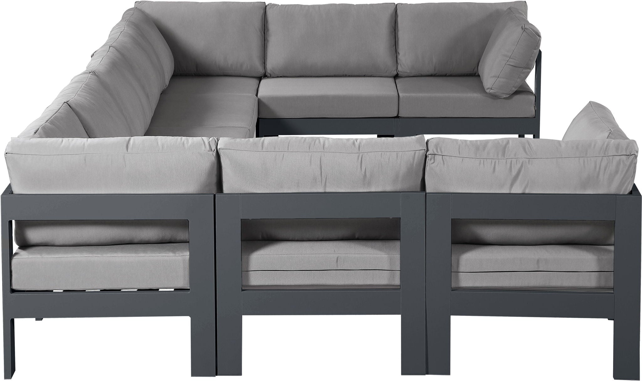 Nizuc - Outdoor Patio 9 Piece Modular Sectional With Gray Frame