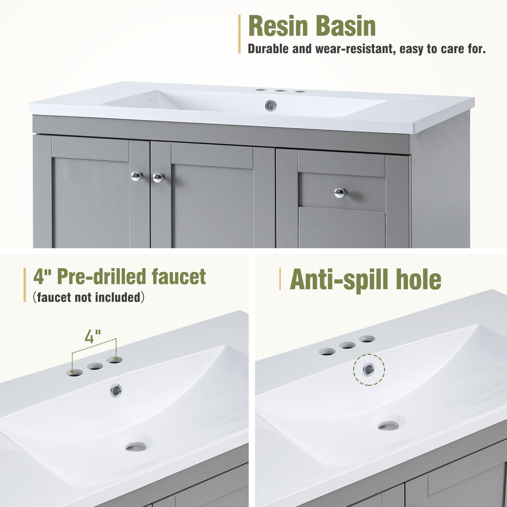 Shaker Free Standing Bathroom Vanity Cabinet With Sink, Soft Close Drawers, Soft Close Doors - Best Buy Furniture