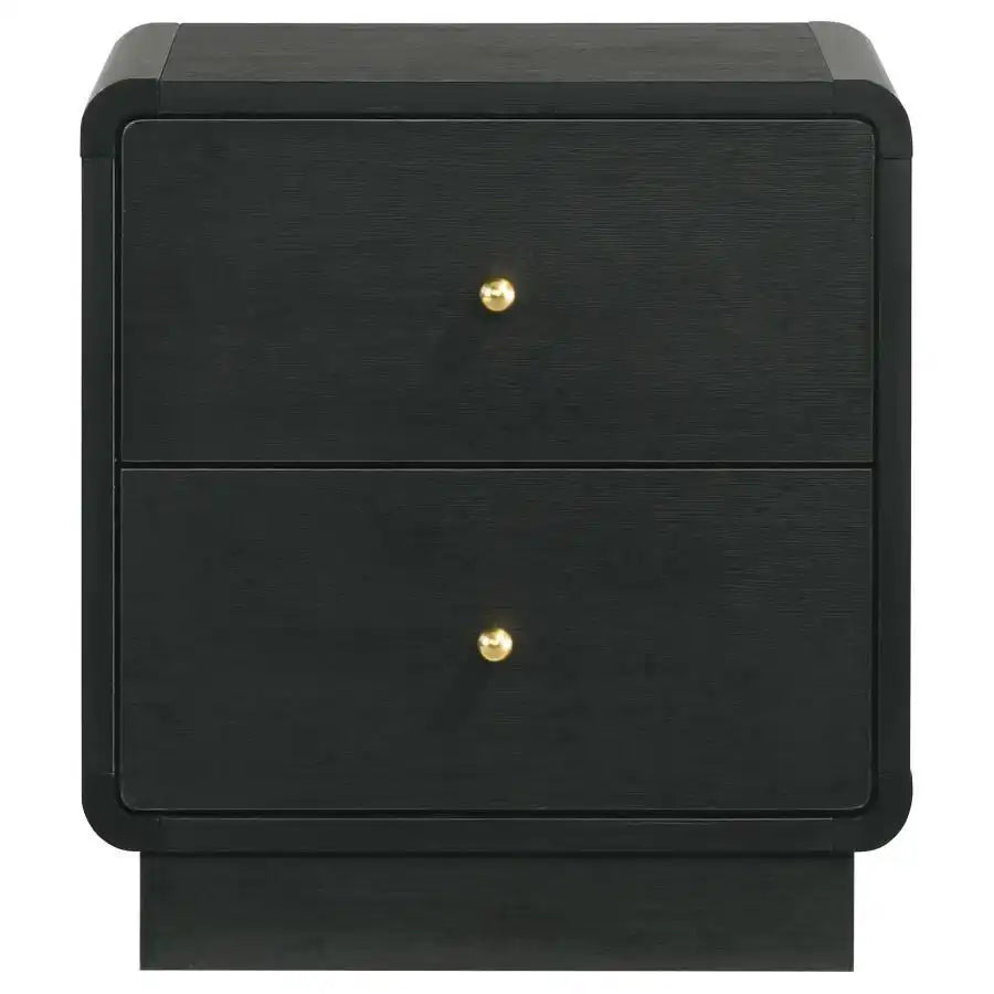 Cavelle - 2-Drawer Nightstand Bedside Table - Black - Best Buy Furniture
