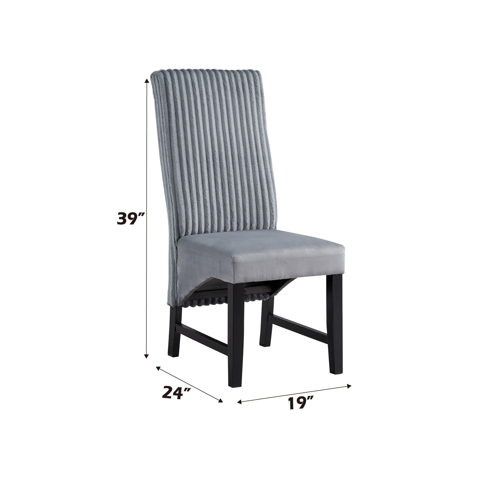 Kini - Corduroy Side Chair (Set of 2) - Black / Gray - Best Buy Furniture