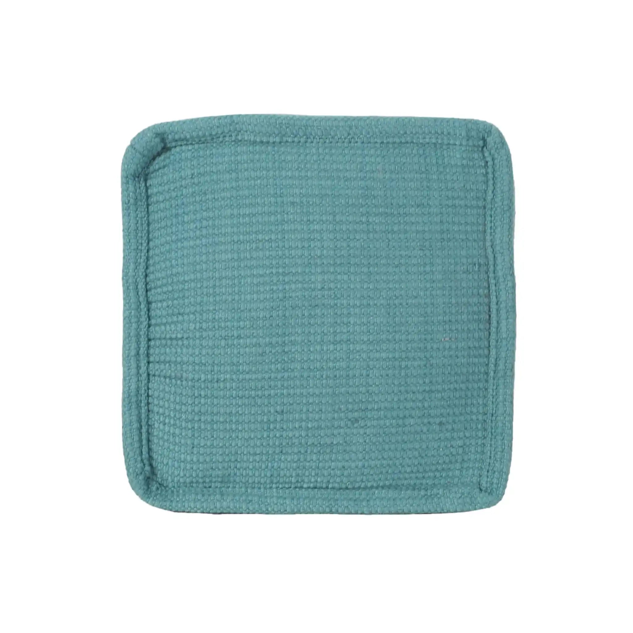 Hansolo - Yarn Square Pouf Ottoman Or Floor Cushion - Teal