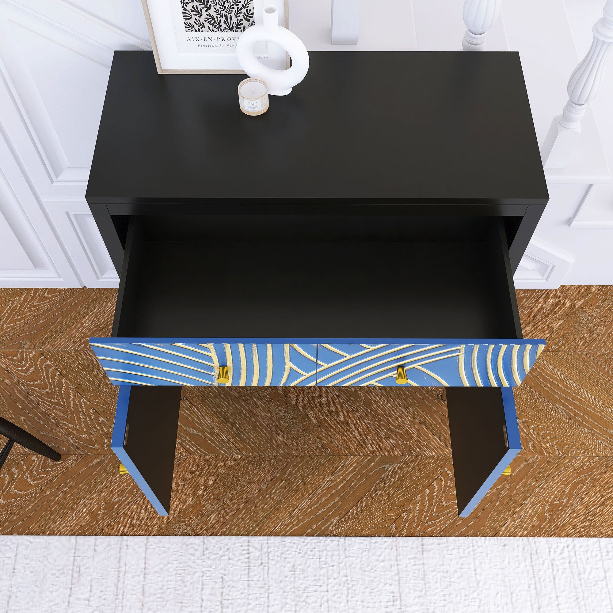 Black & Blue Modern MDF Storage Cabinet – Adjustable Shelf & Drawer - Best Buy Furniture