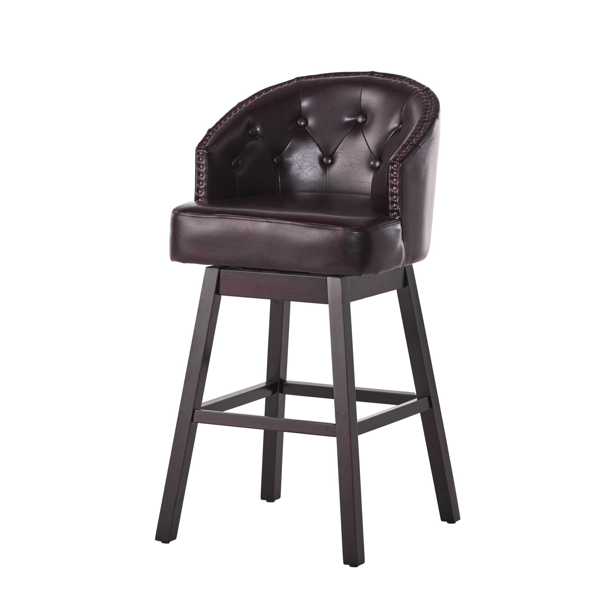 Mellifluous - 360 Degree Swivel Bar Stool With Stunning Nailhead Trim, (Set of 2)