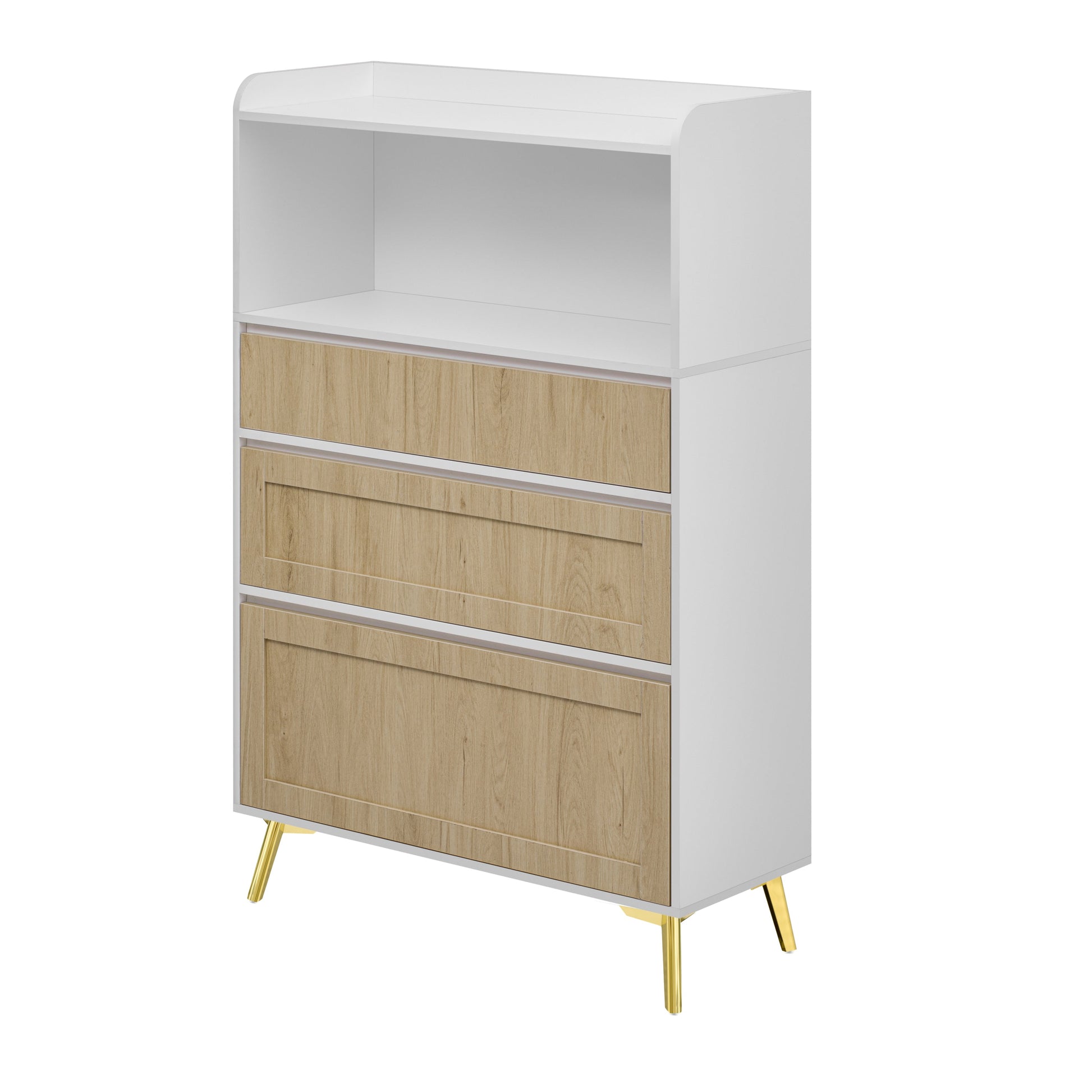 Modern Design Three Drawer Storage Cabinet,Bedroom Clothes Storage Can Be Used in Dining Room, Kitchen, Bedroom. White Solid Wood Frame - Best Buy Furniture