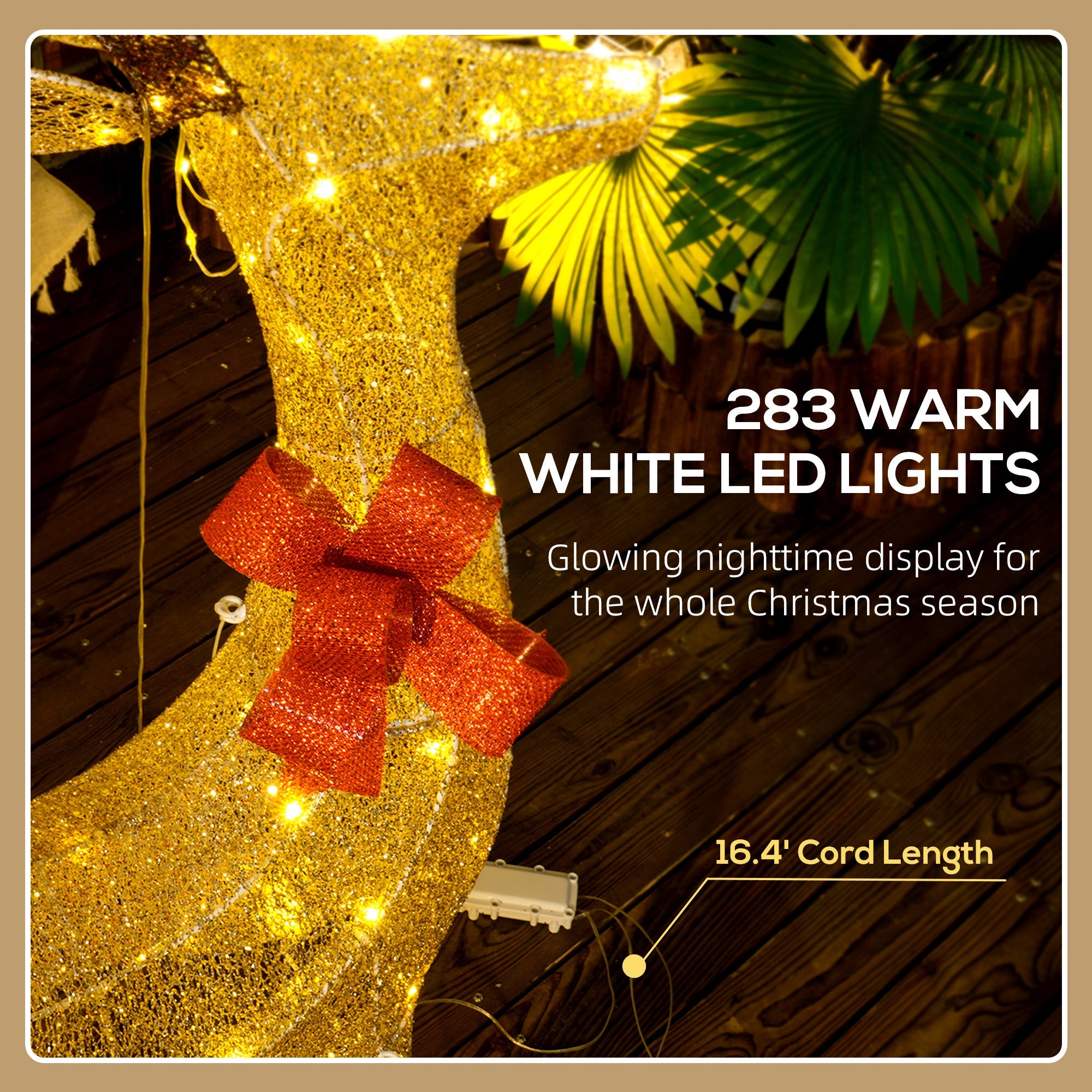 4.5ft 3-Piece Illuminated Holiday Deer Family- 3 LED Light Modes