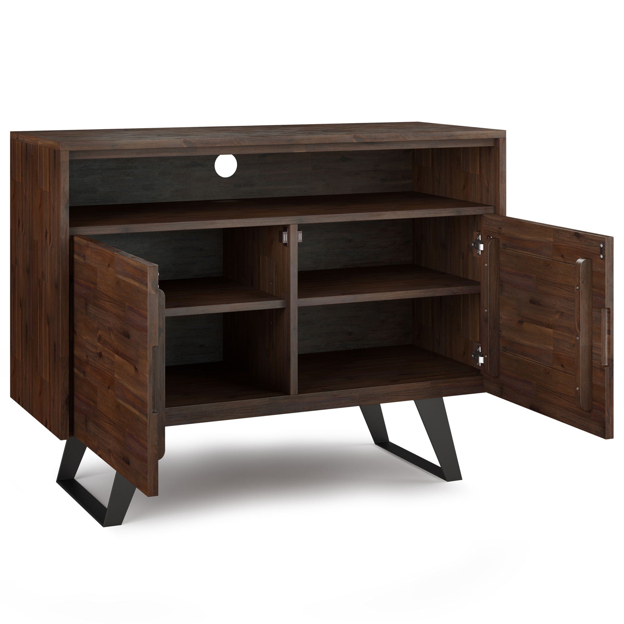 Lowry - Handcrafted TV Media Stand - Distressed Charcoal Brown - Best Buy Furniture