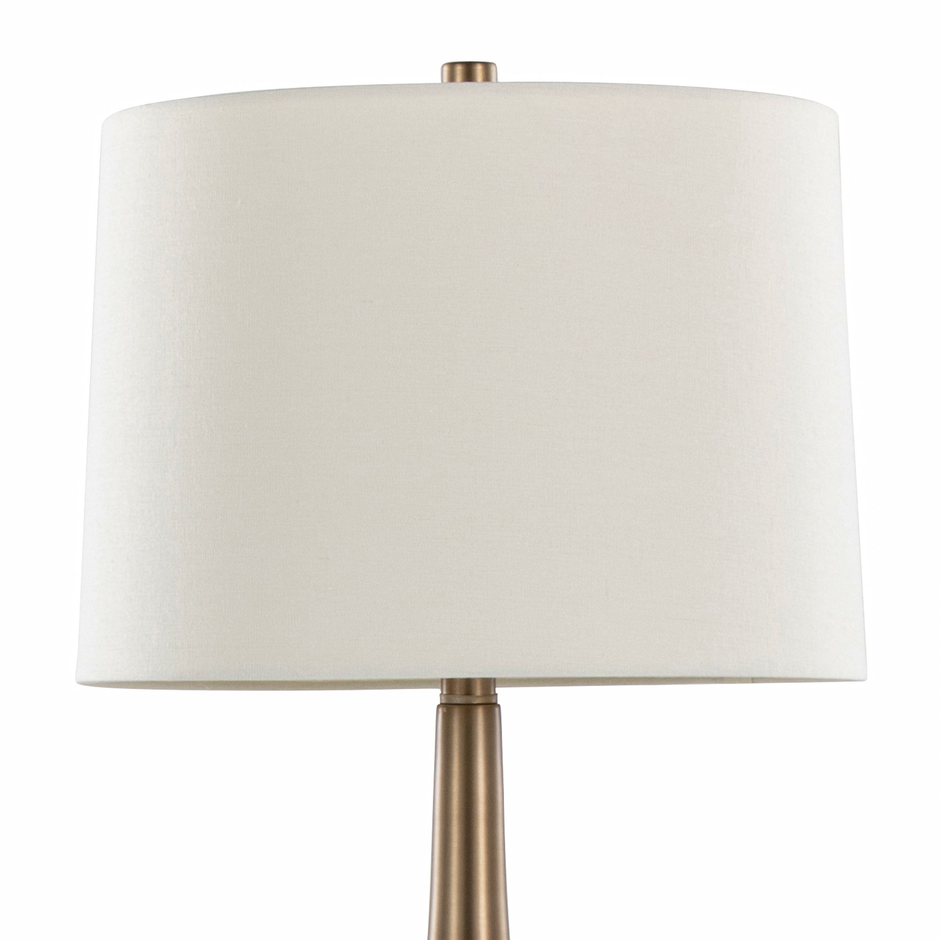 Diana 29" Contemporary Metal Table Lamp Set - Matte Golden Bronze & White Linen Shade