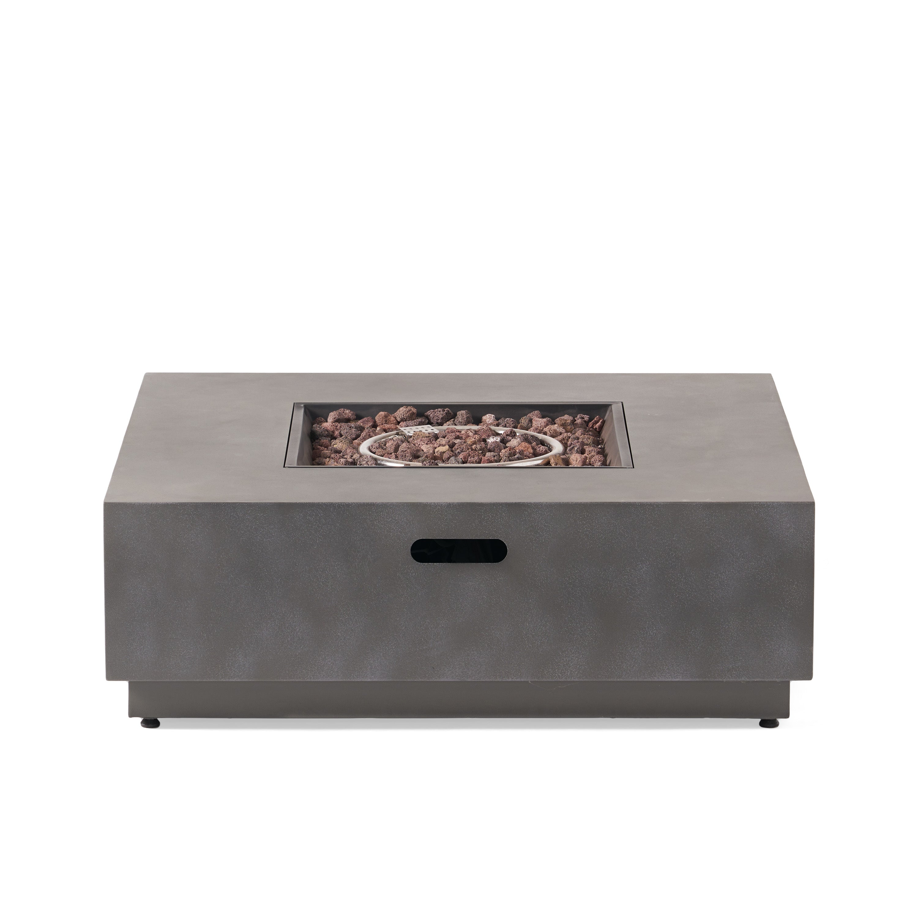 Modern Square Iron Fire Pit 50,000 BTU Stone Gray 39-Inch