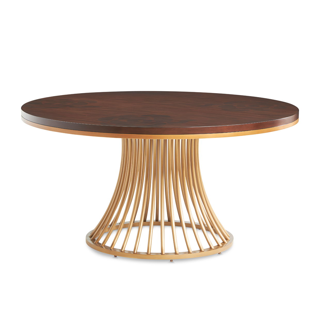 Camellia Field - Round Dining Table - Dark Brown / Gold