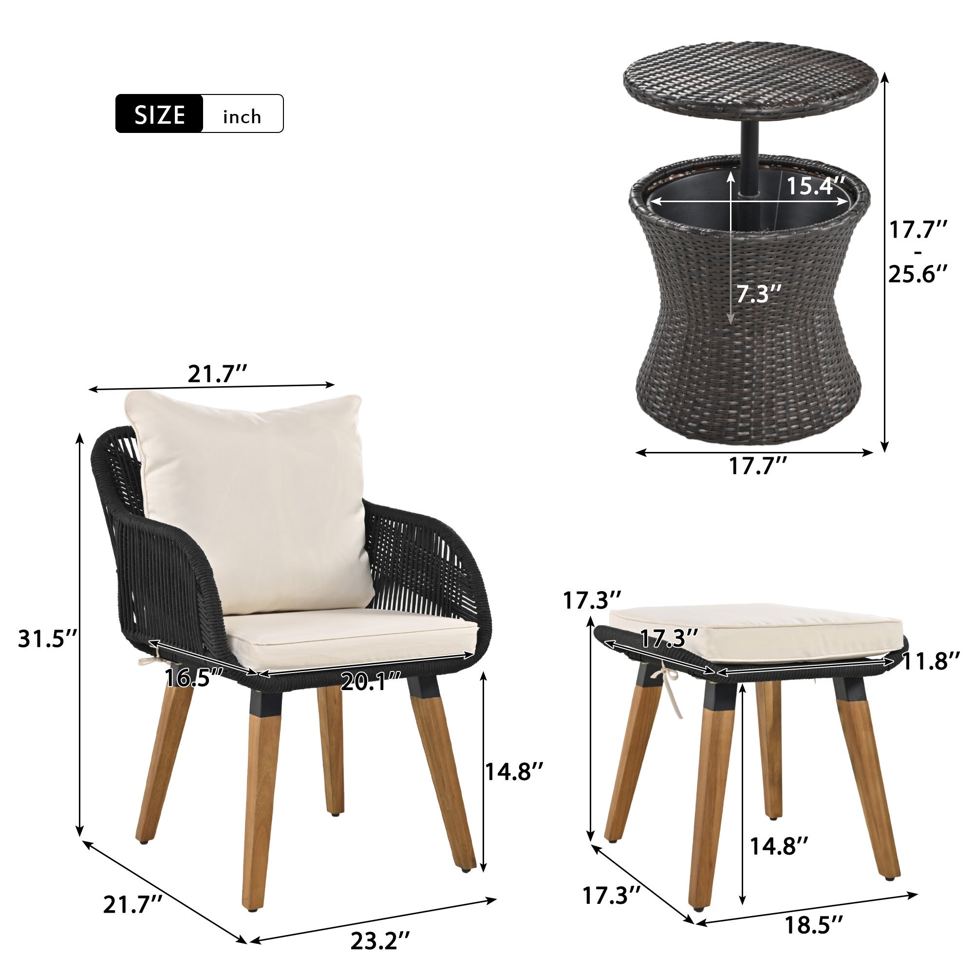 5 piece Woven Rope Outdoor Patio Set