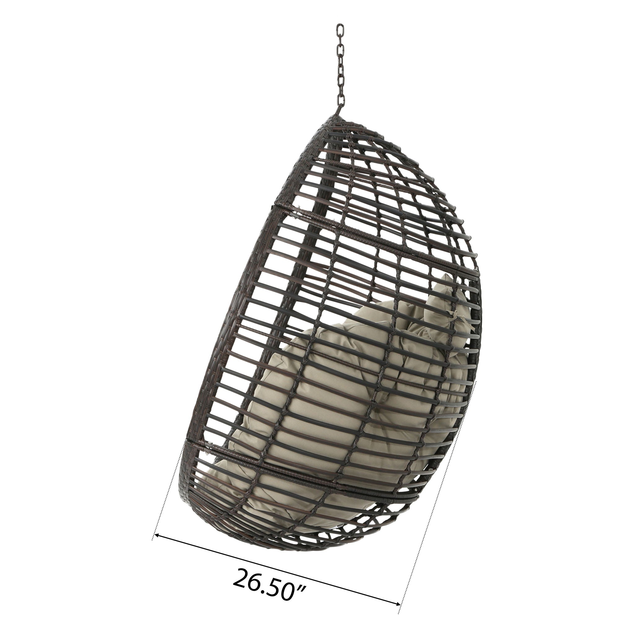 Hanging Basket Chair With Metal Frame And Seat Cushion