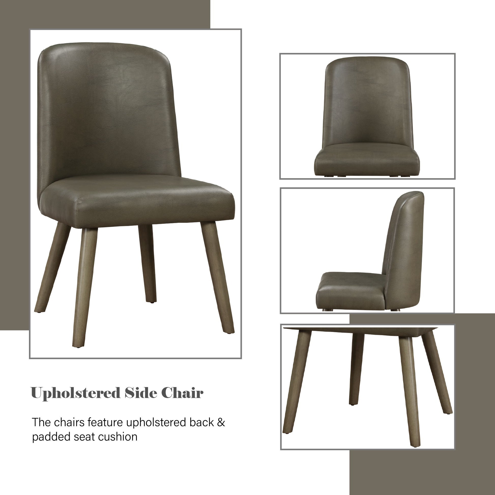 Waylon - Synthetic Leather Side Chair (Set of 2) - Gray / Oak - Best Buy Furniture