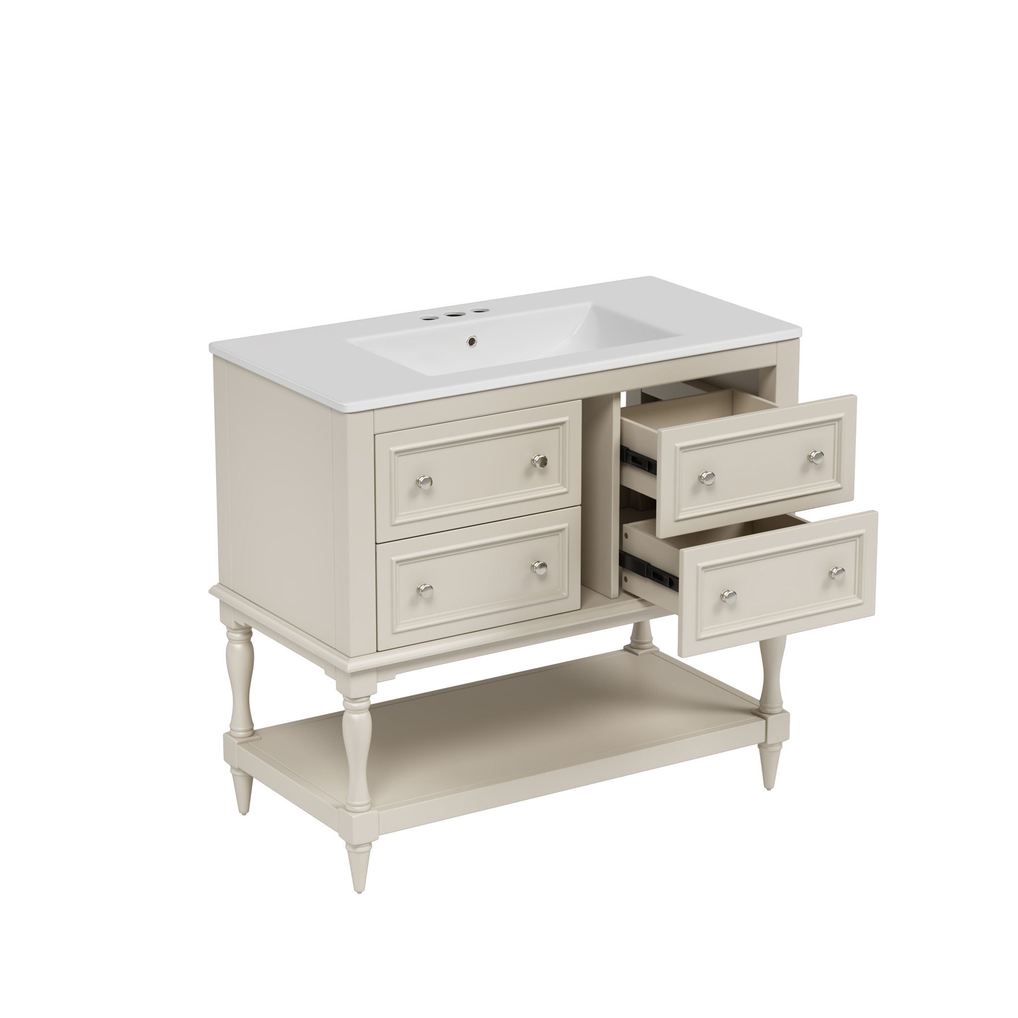 Bathroom Vanity Cabinet With Undermount Sink, 4 Drawer Set