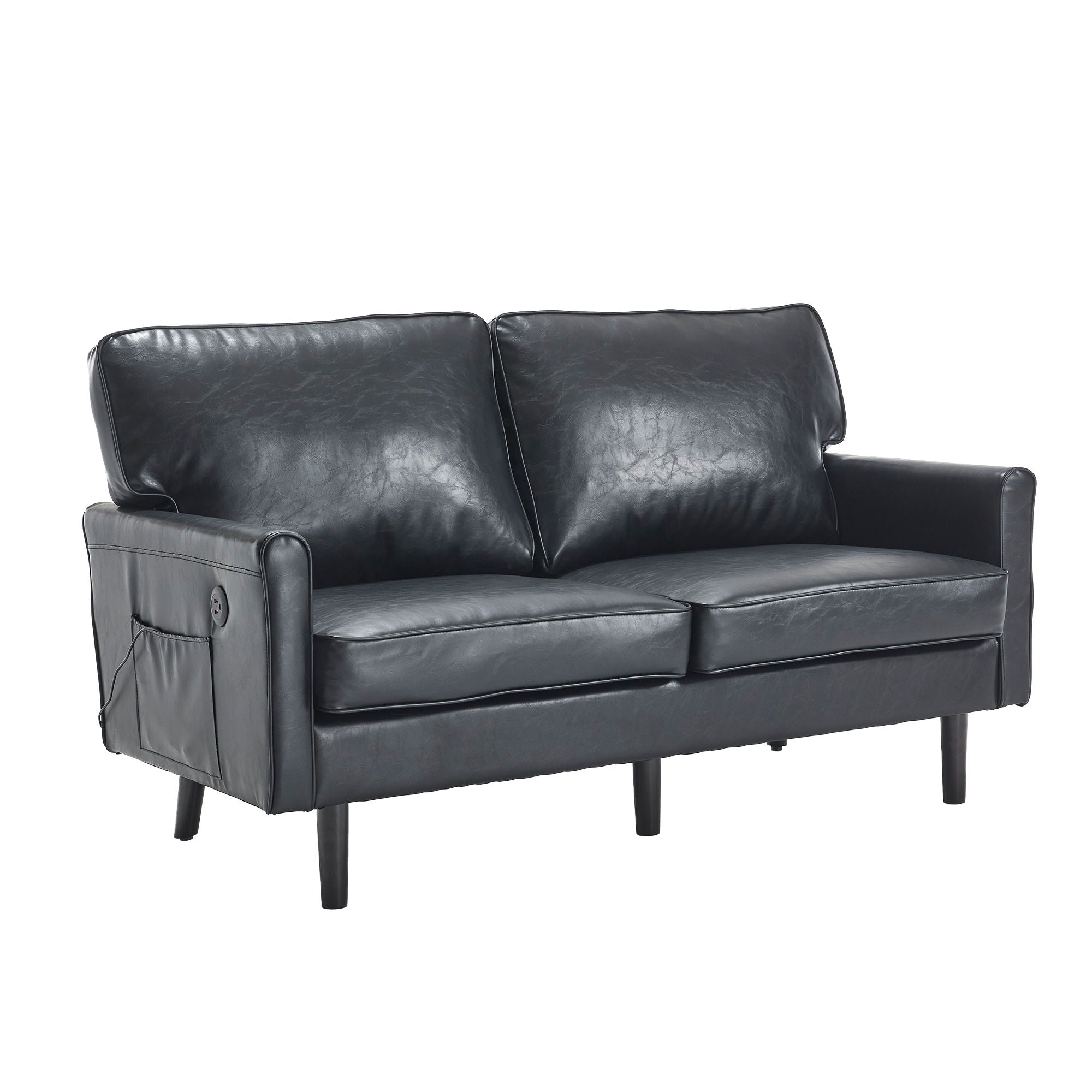 Mid Century Modern Loveseat Sofa With USB Ports, Removable Pillow Cover