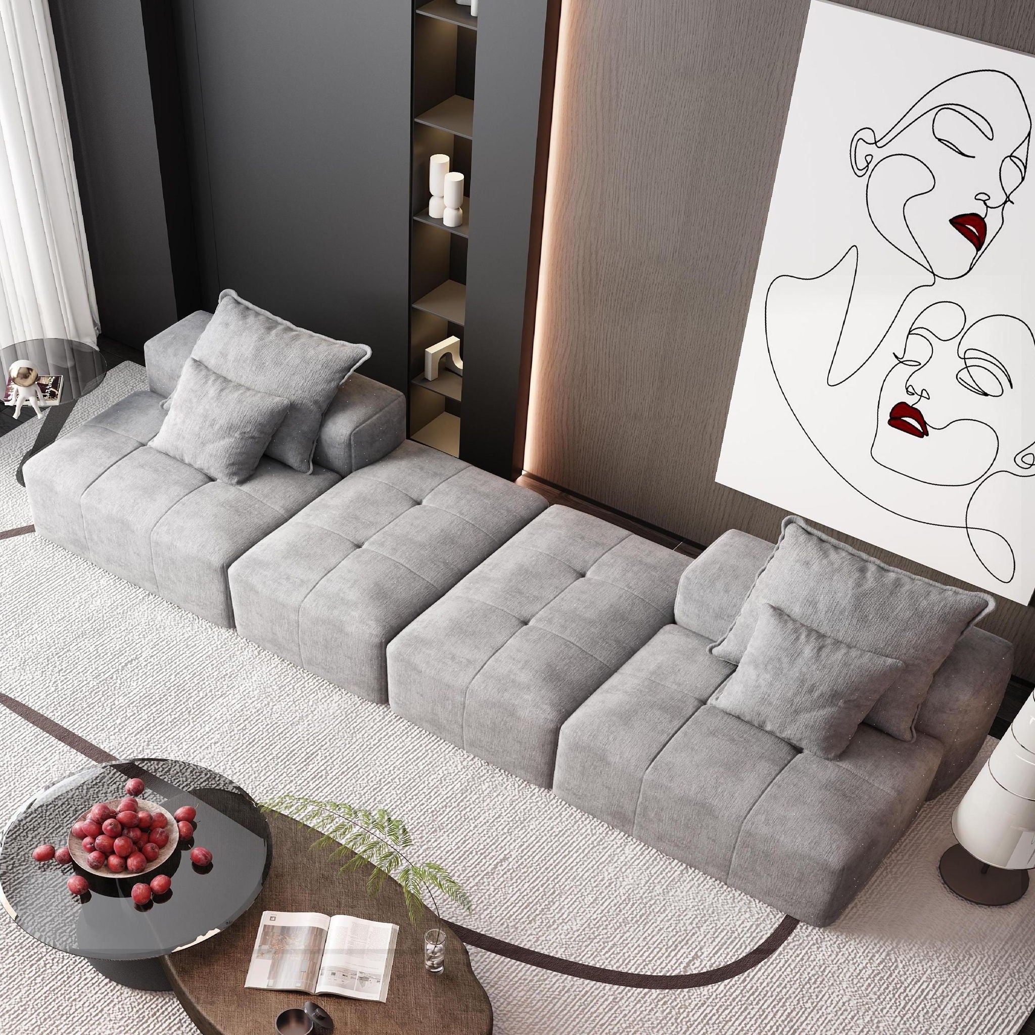 Modern Oversized Diy Combination Modular Sectional Sofa With Pillows