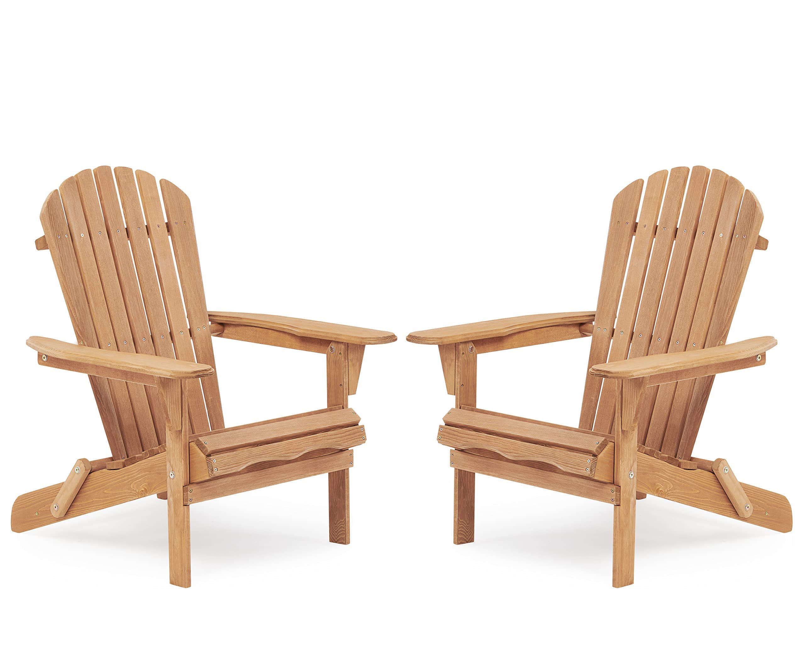 Foldable Hemlock Wood Adirondack Chair -Set of 2 Chairs