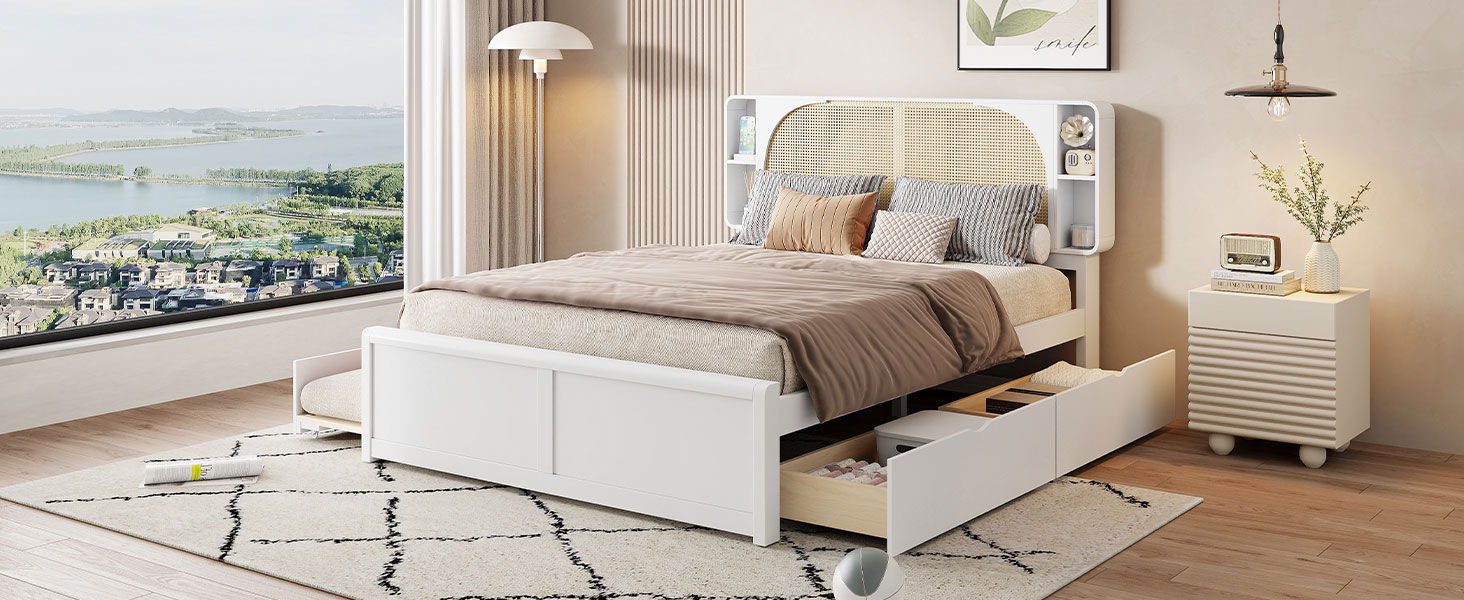 Headboard Bed With 2 Drawers And Trundle