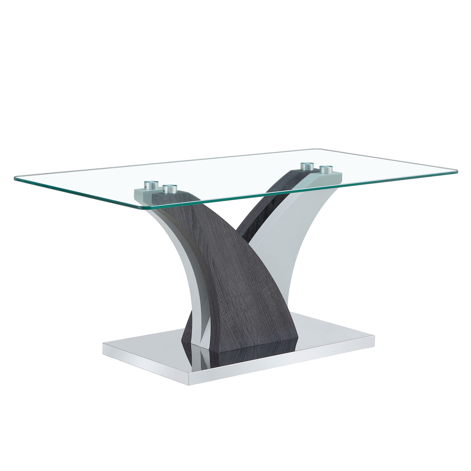 Artistic Rectangular Coffee Table With Tempered Glass Countertop